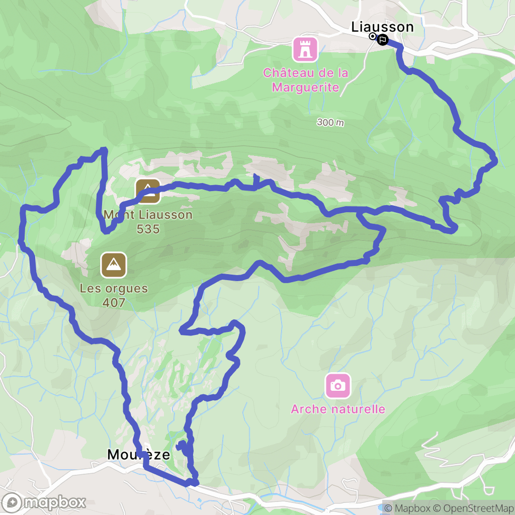 Liausson : carte du parcours de randonnée - France