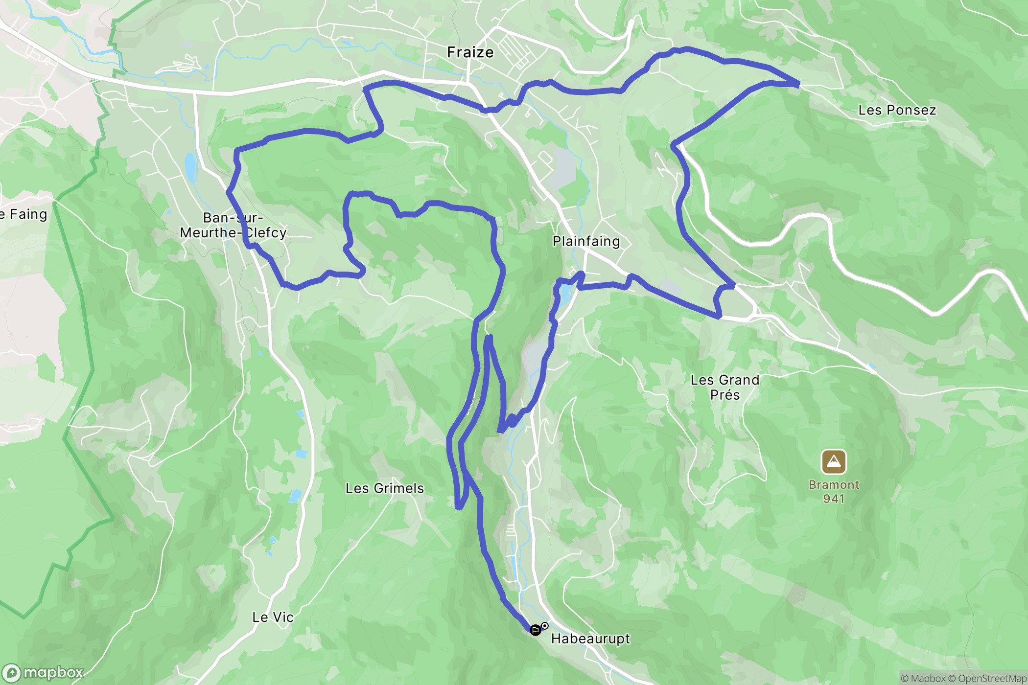 Plainfaing : carte du parcours de randonnée - France