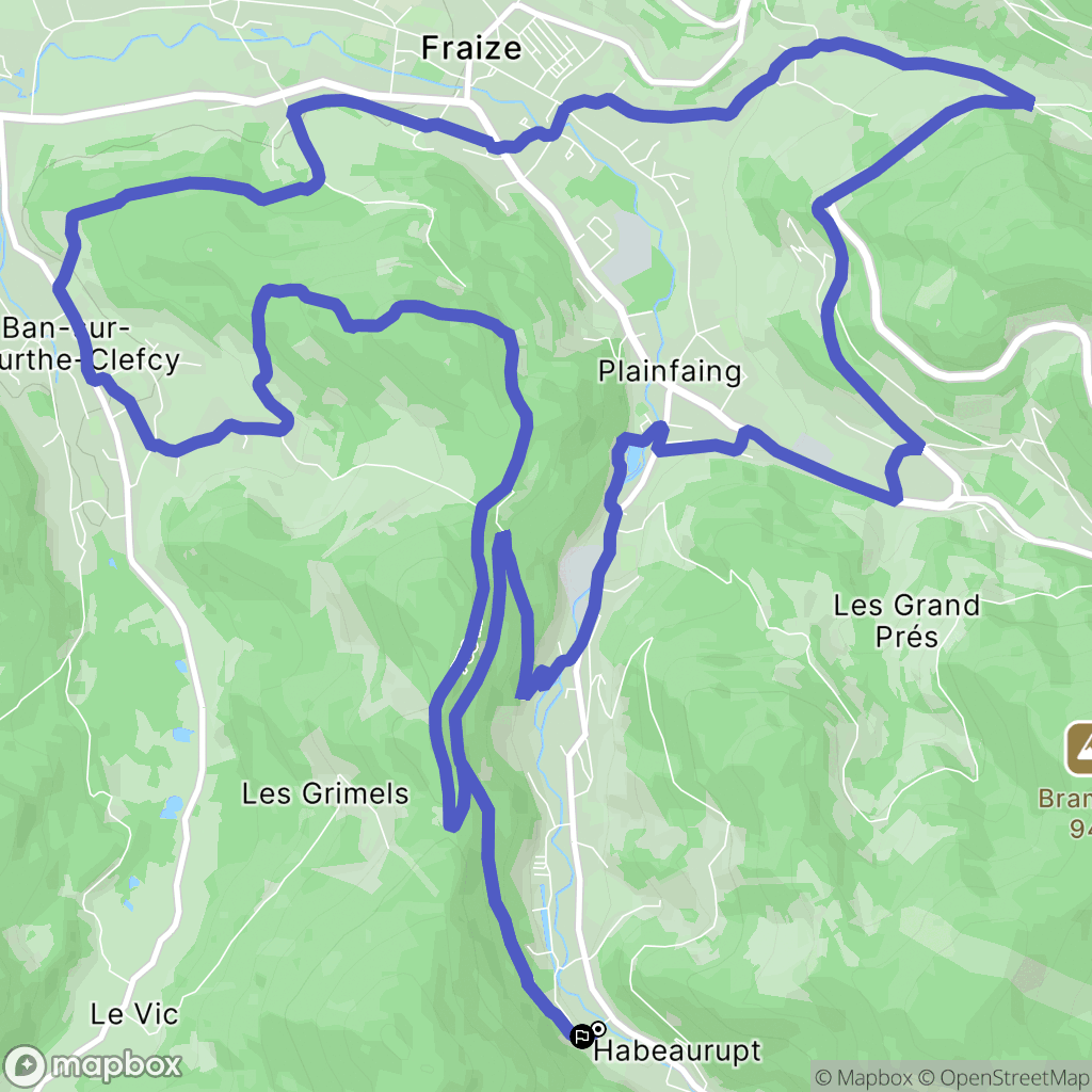 Plainfaing : carte du parcours de randonnée - France