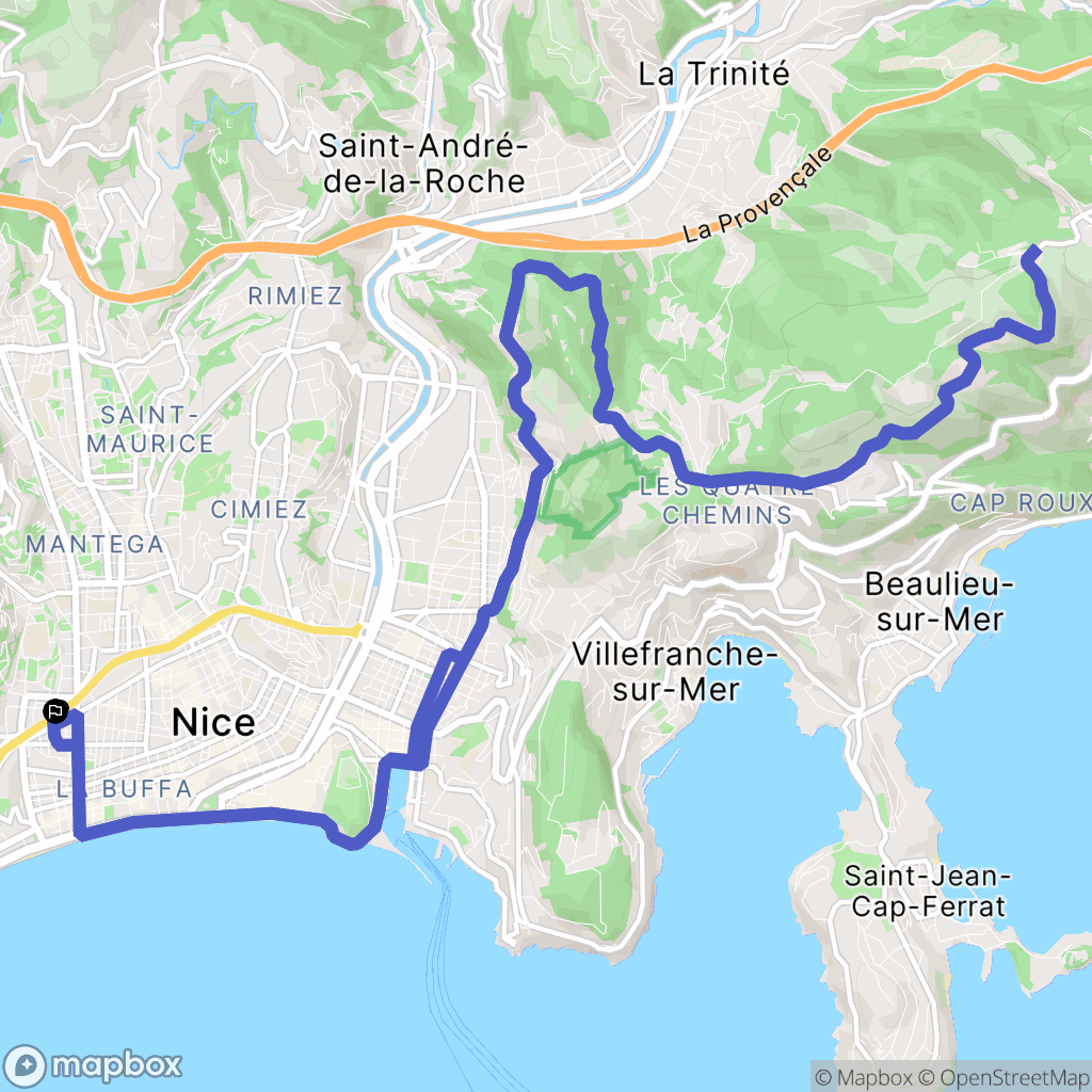 Nice : carte du parcours de randonnée - France