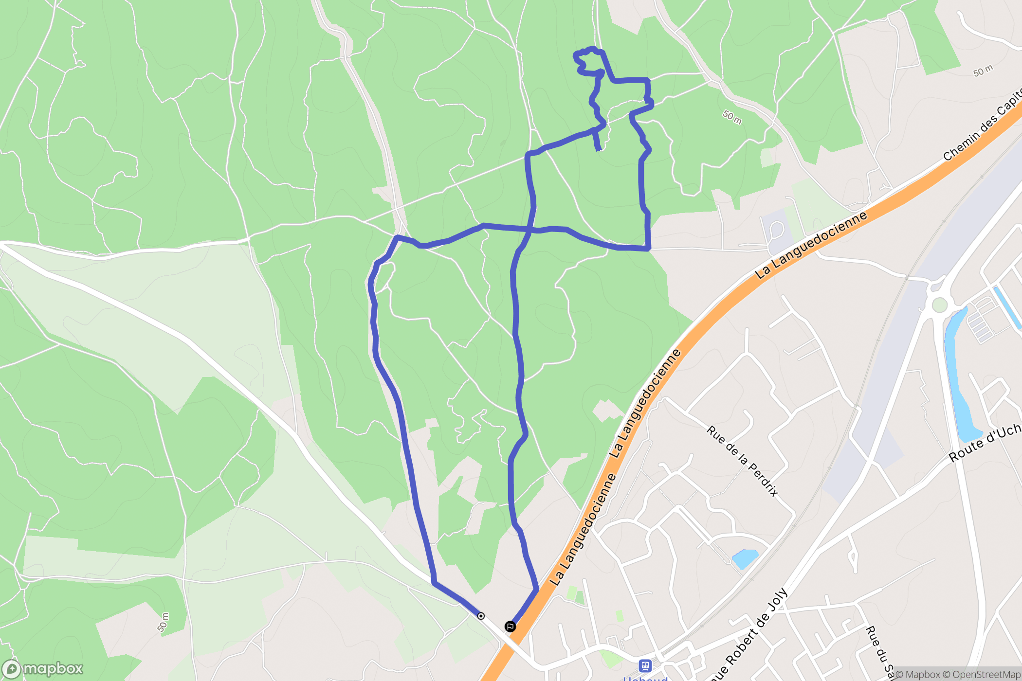 Uchaud : carte du parcours de randonnée - France