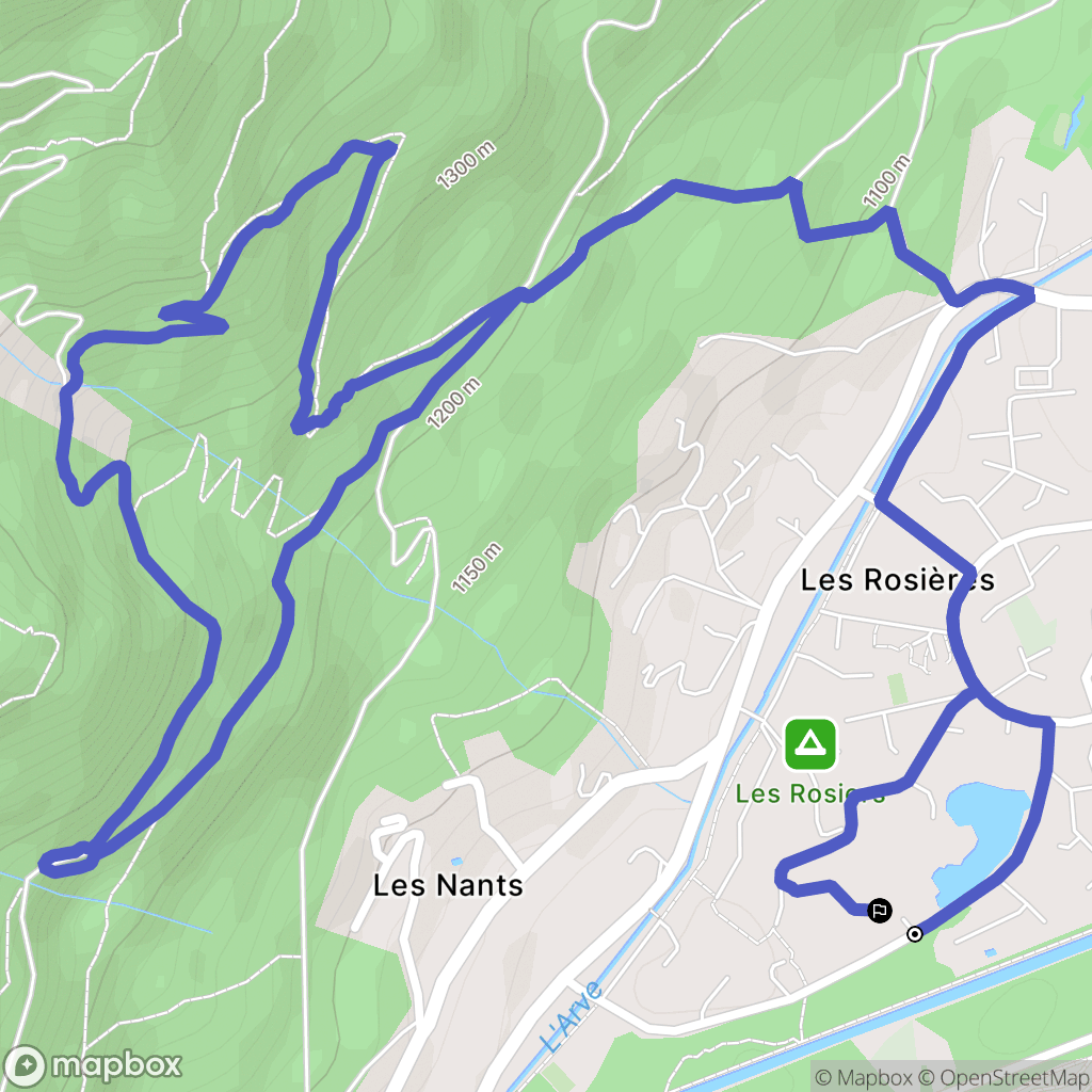 Chamonix-Mont-Blanc : carte du parcours de randonnée - France
