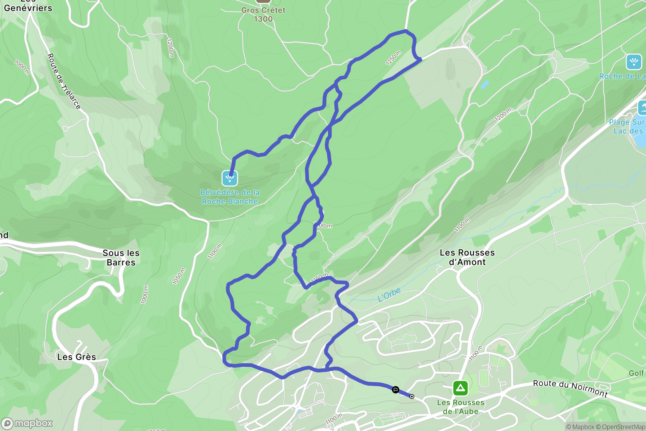 Les Rousses : carte du parcours de randonnée - France