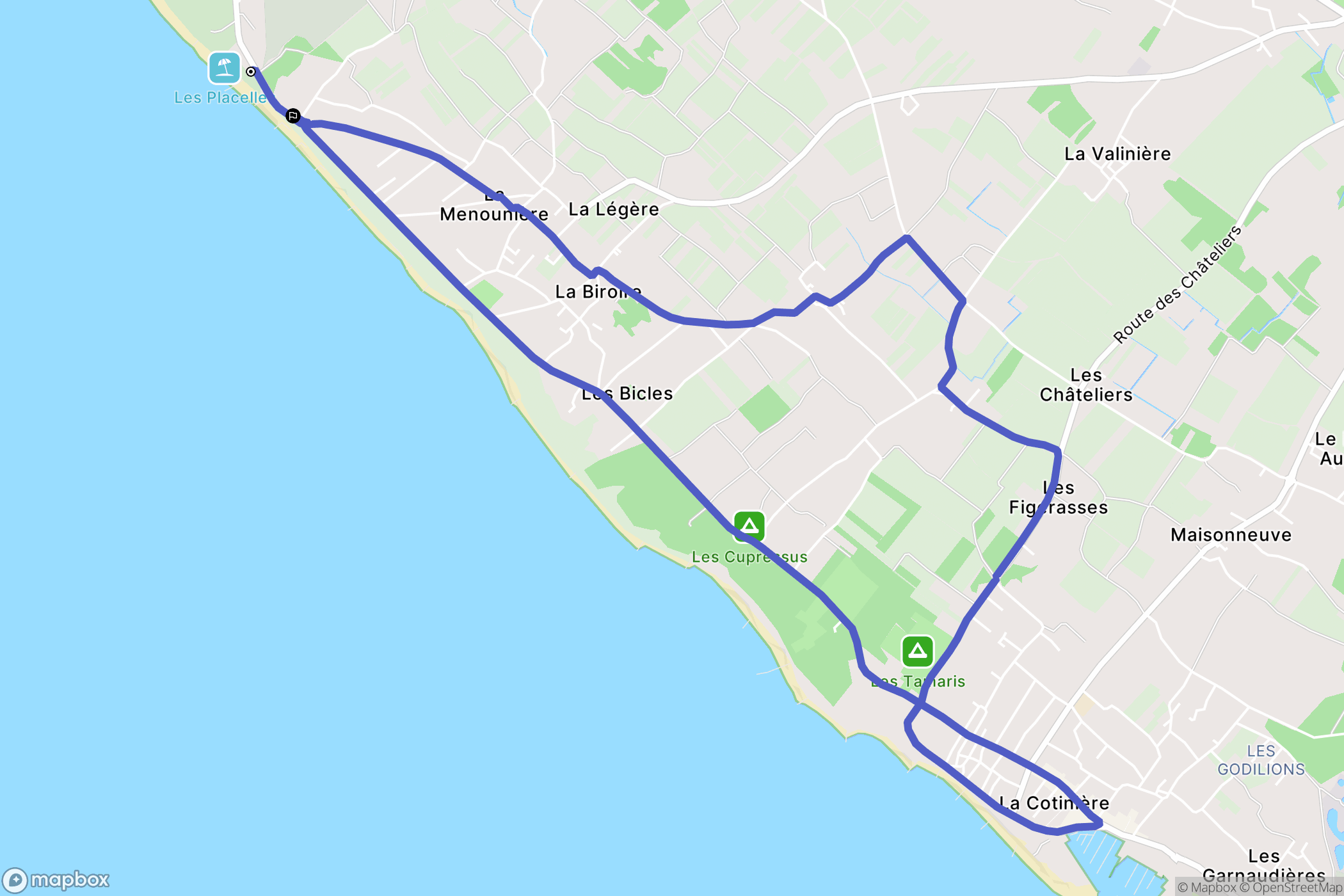 Saint-Pierre-d'Oléron : carte du parcours de randonnée - France