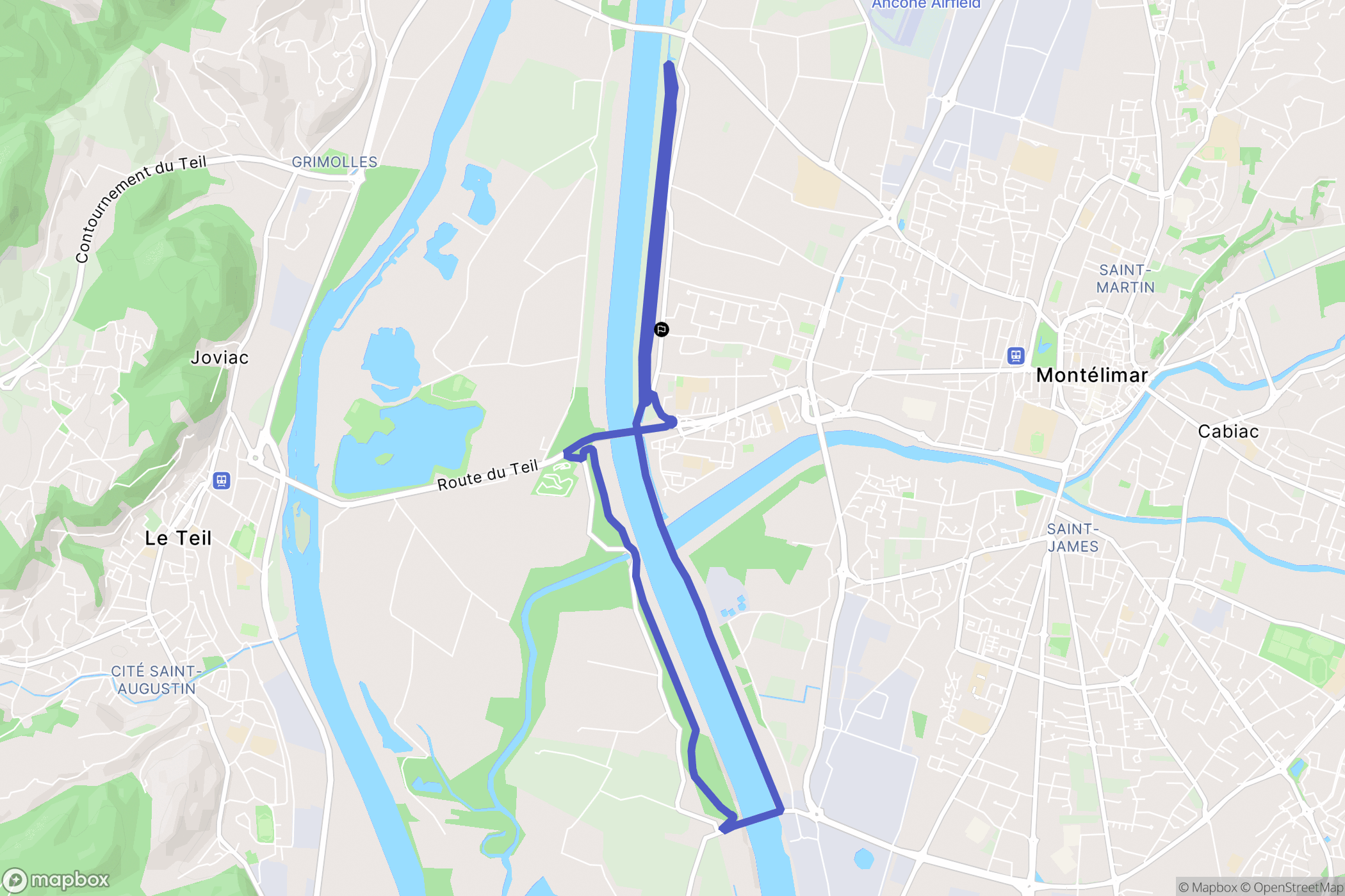 Montélimar : carte du parcours de randonnée - France