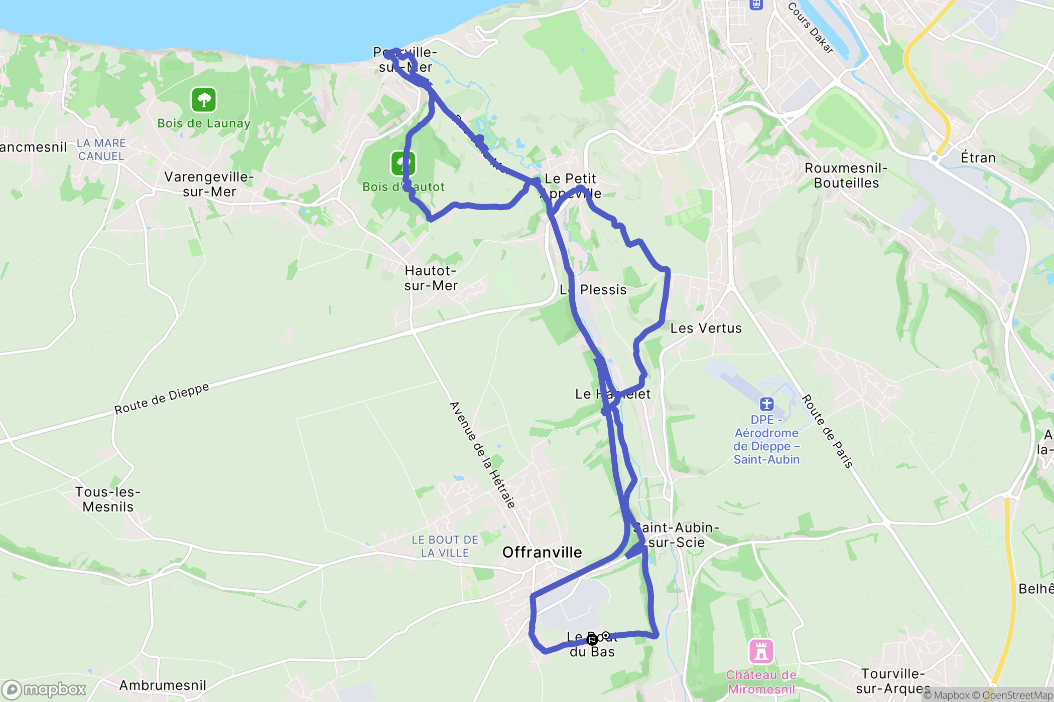 Offranville : carte du parcours de randonnée - France