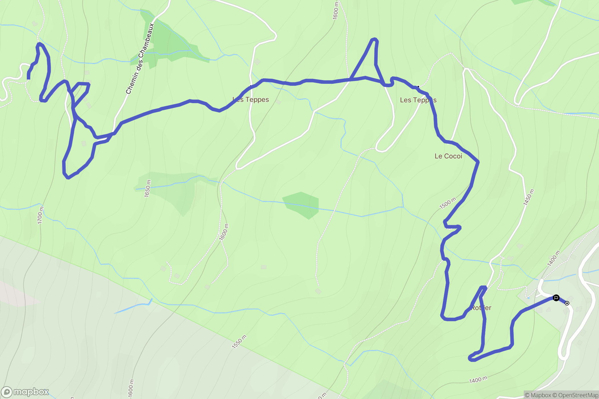 Jarrier : carte du parcours de randonnée - France