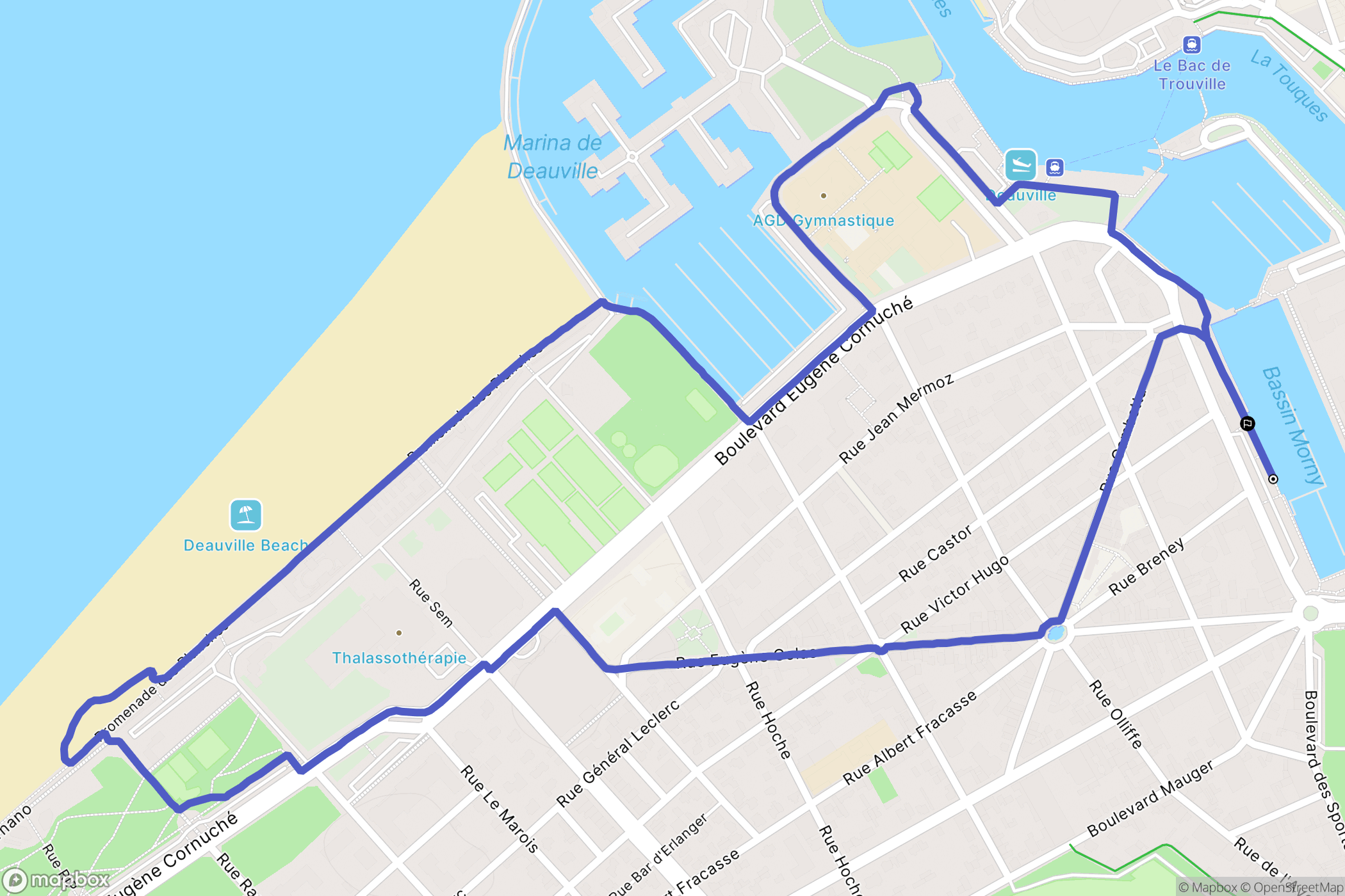 Deauville : carte du parcours de randonnée - France