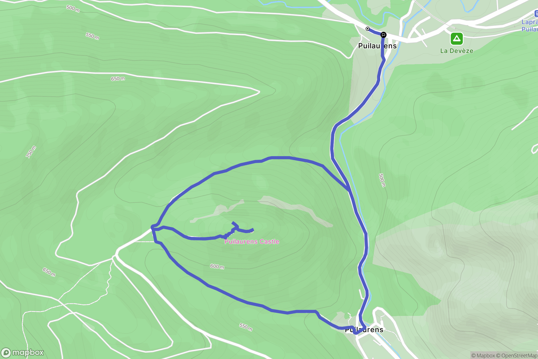 Lapradelle : carte du parcours de randonnée - France