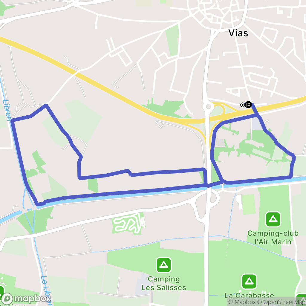 Vias : carte du parcours de randonnée - France