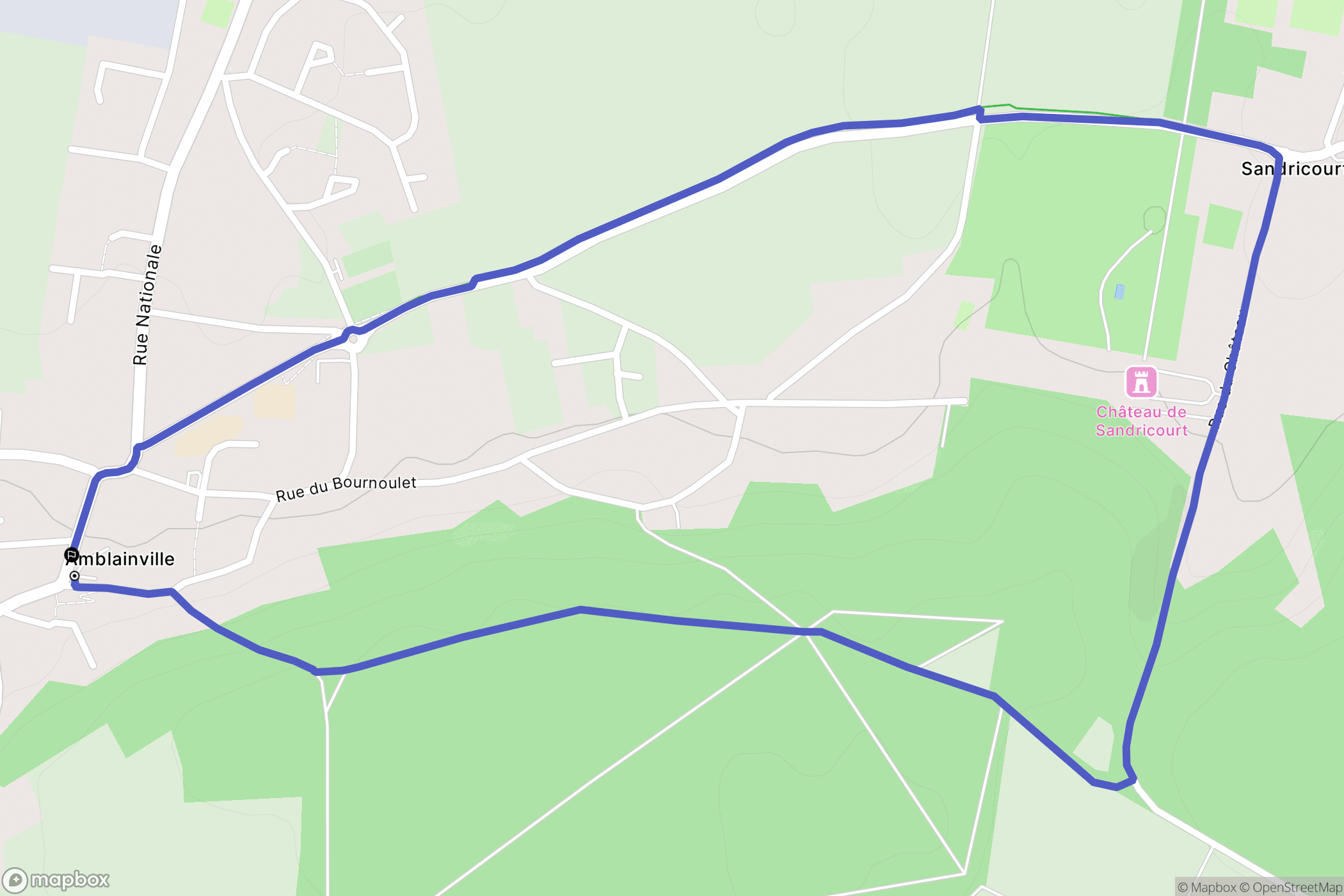 Amblainville : carte du parcours de randonnée - France