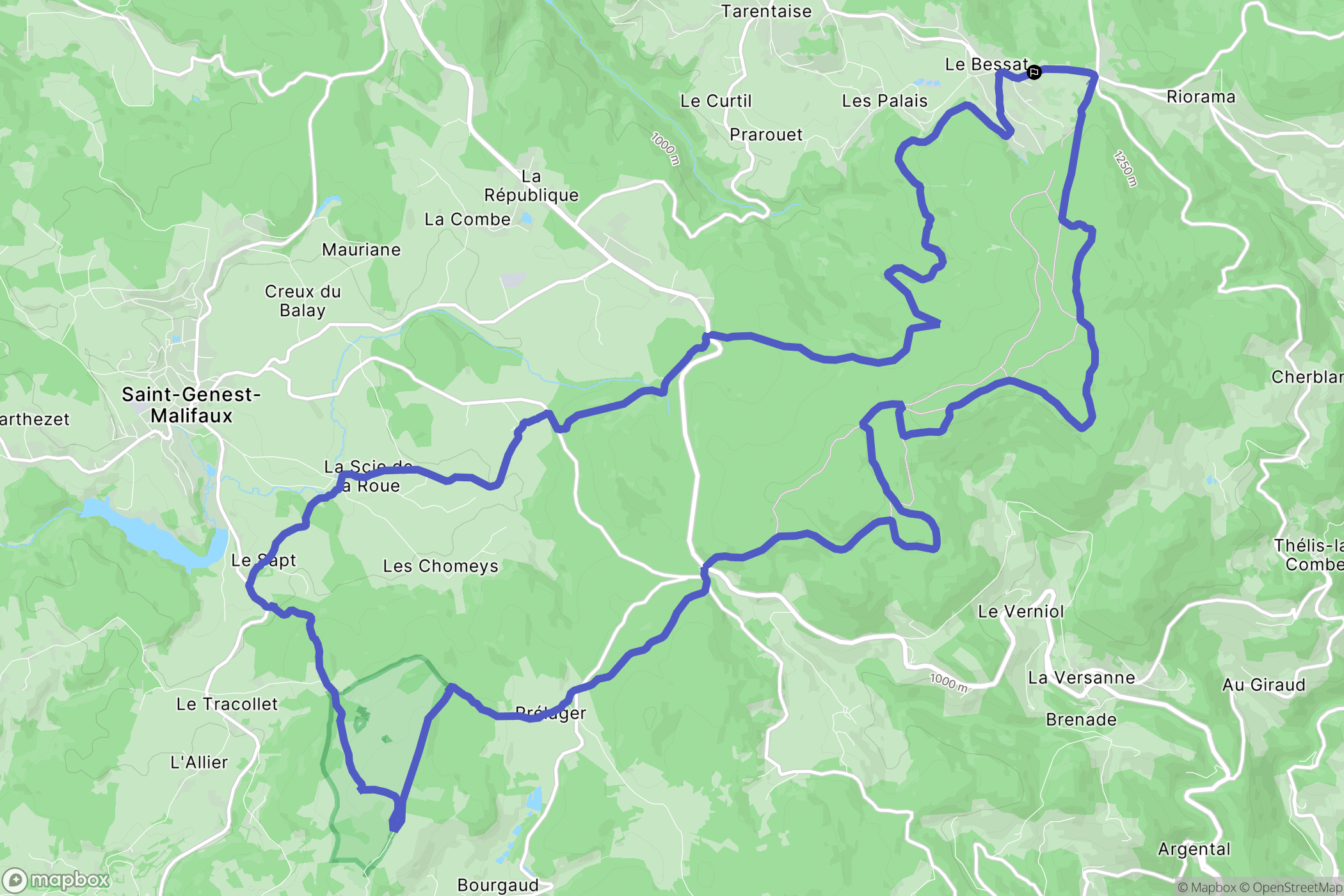 Le Bessat : carte du parcours de randonnée - France