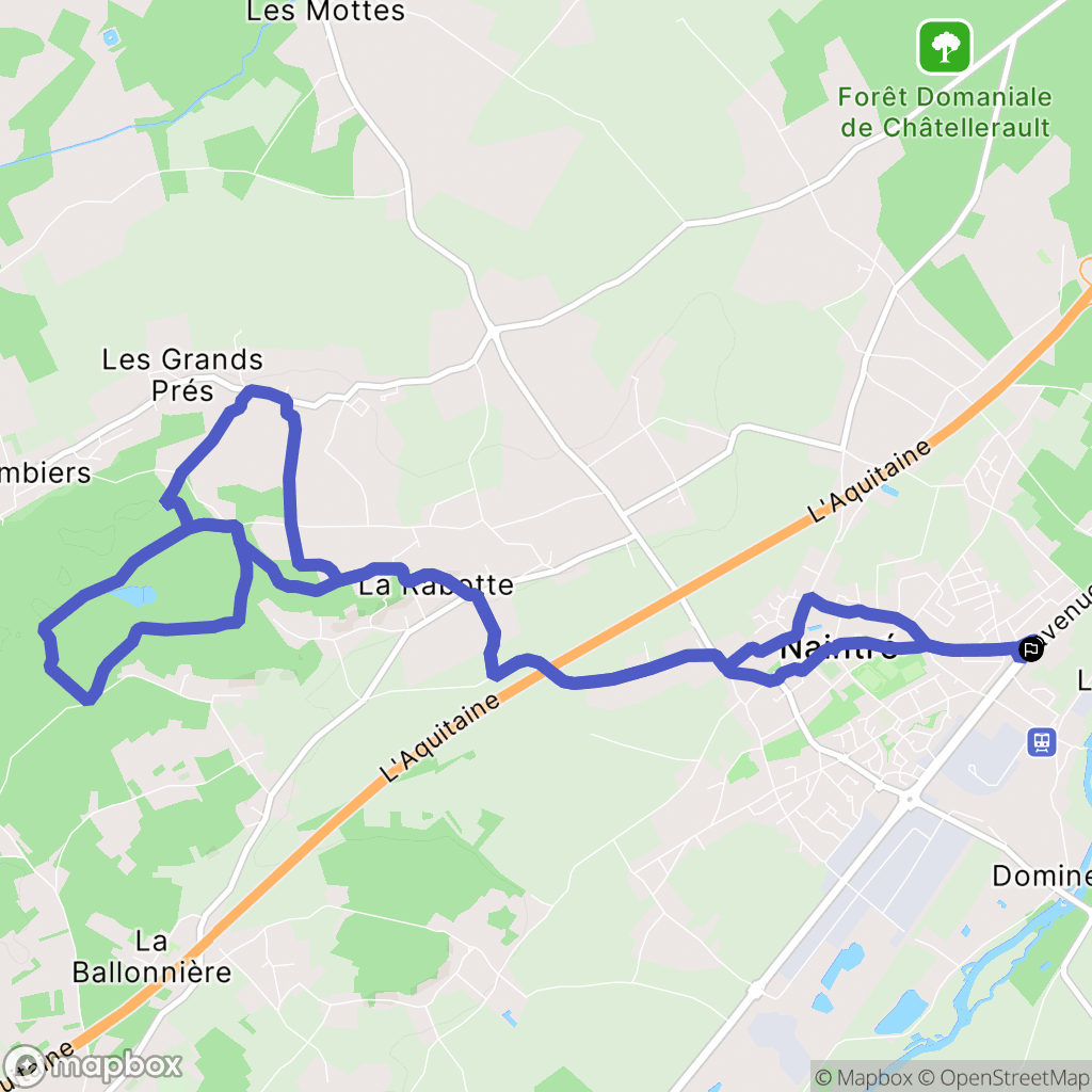 Naintré : carte du parcours de randonnée - France