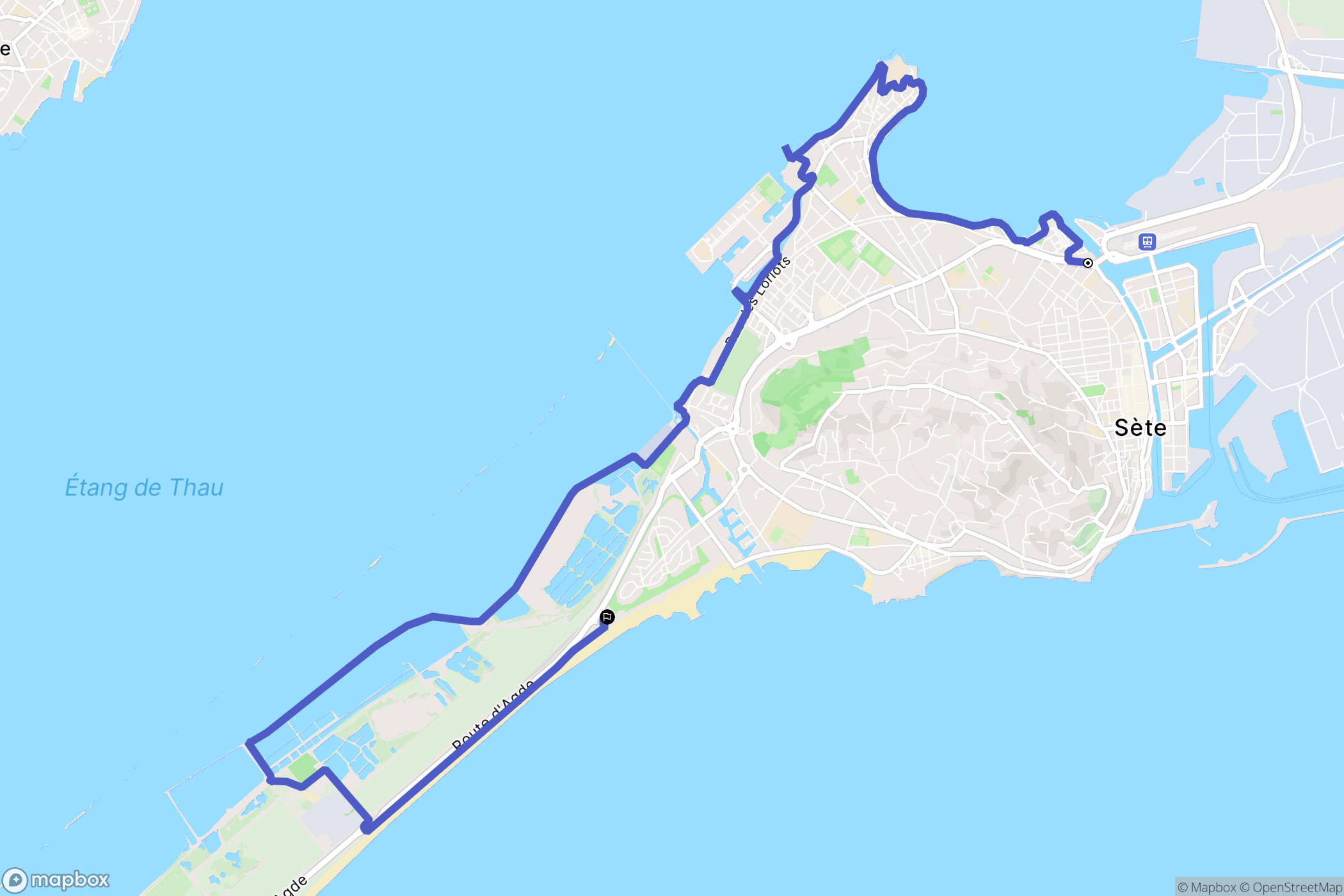 Sète : carte du parcours de randonnée - France