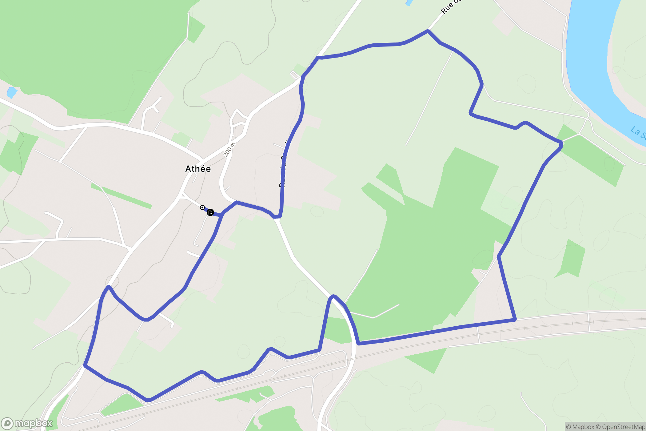 Athée : carte du parcours de randonnée - France