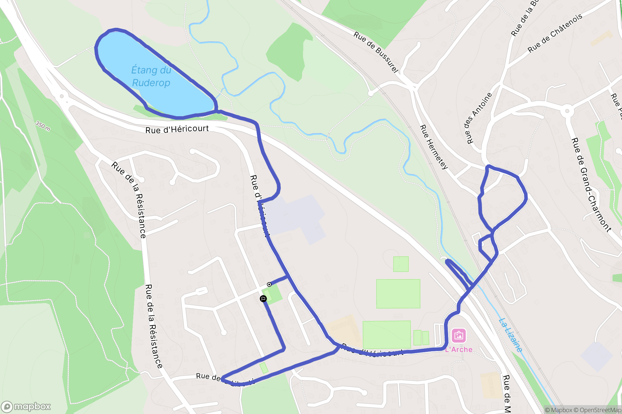 Bethoncourt : carte du parcours de randonnée - France