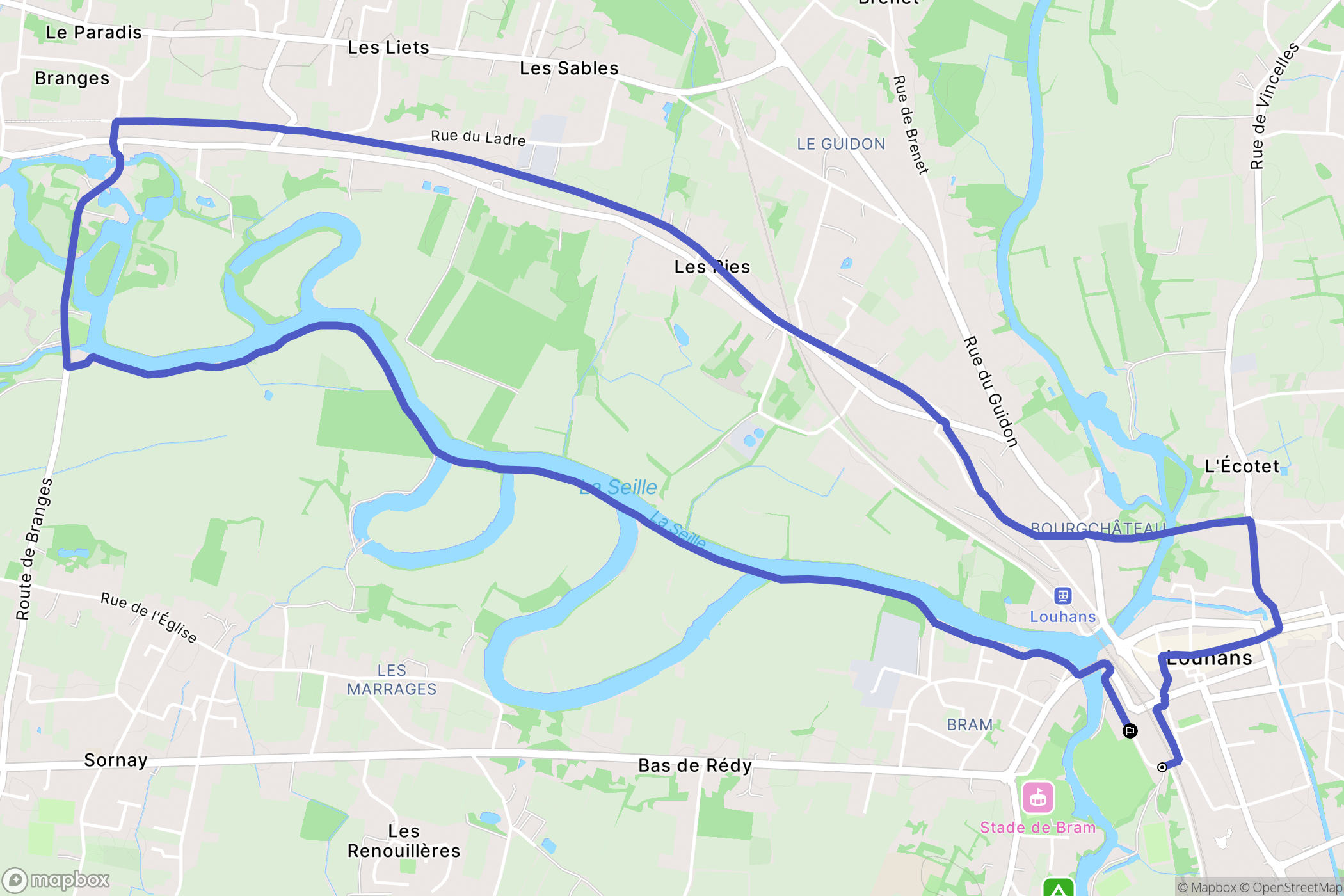 Louhans : carte du parcours de randonnée - France