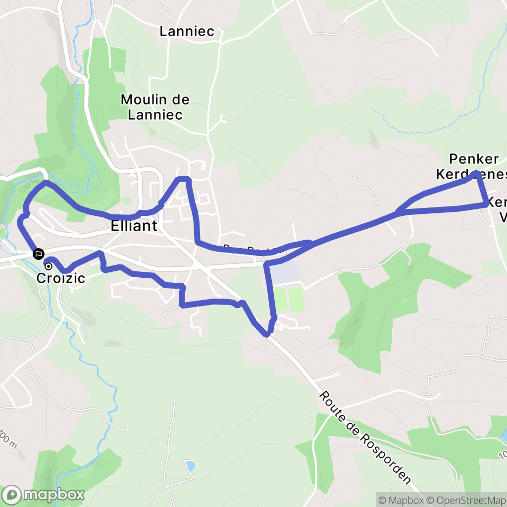 Elliant : carte du parcours de randonnée - France