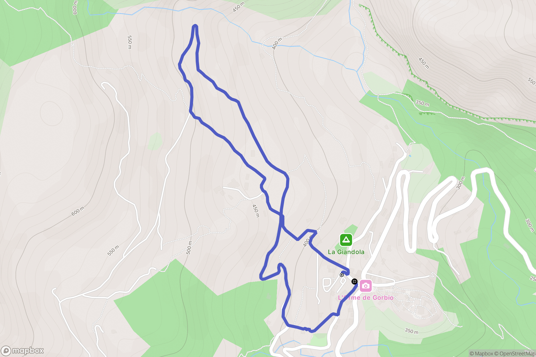 Gorbio : carte du parcours de randonnée - France