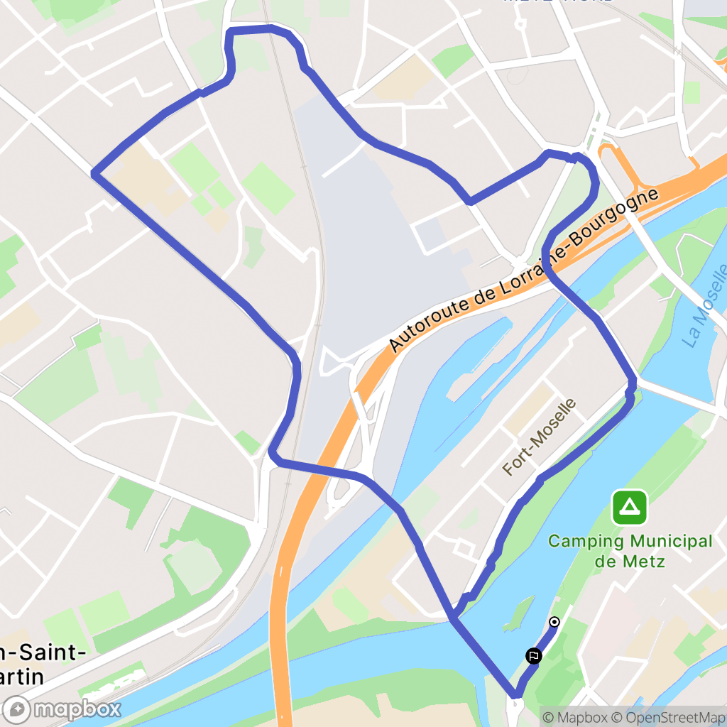 Metz : carte du parcours de randonnée - France