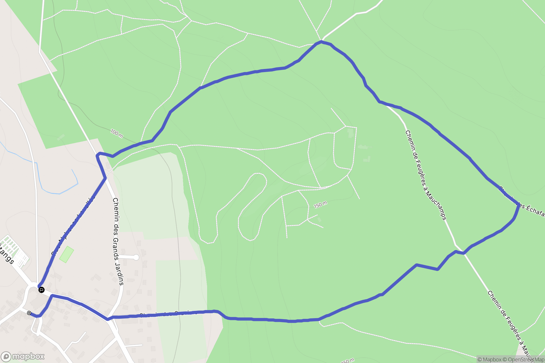 Saint Sulpice de Favieres : carte du parcours de randonnée - France