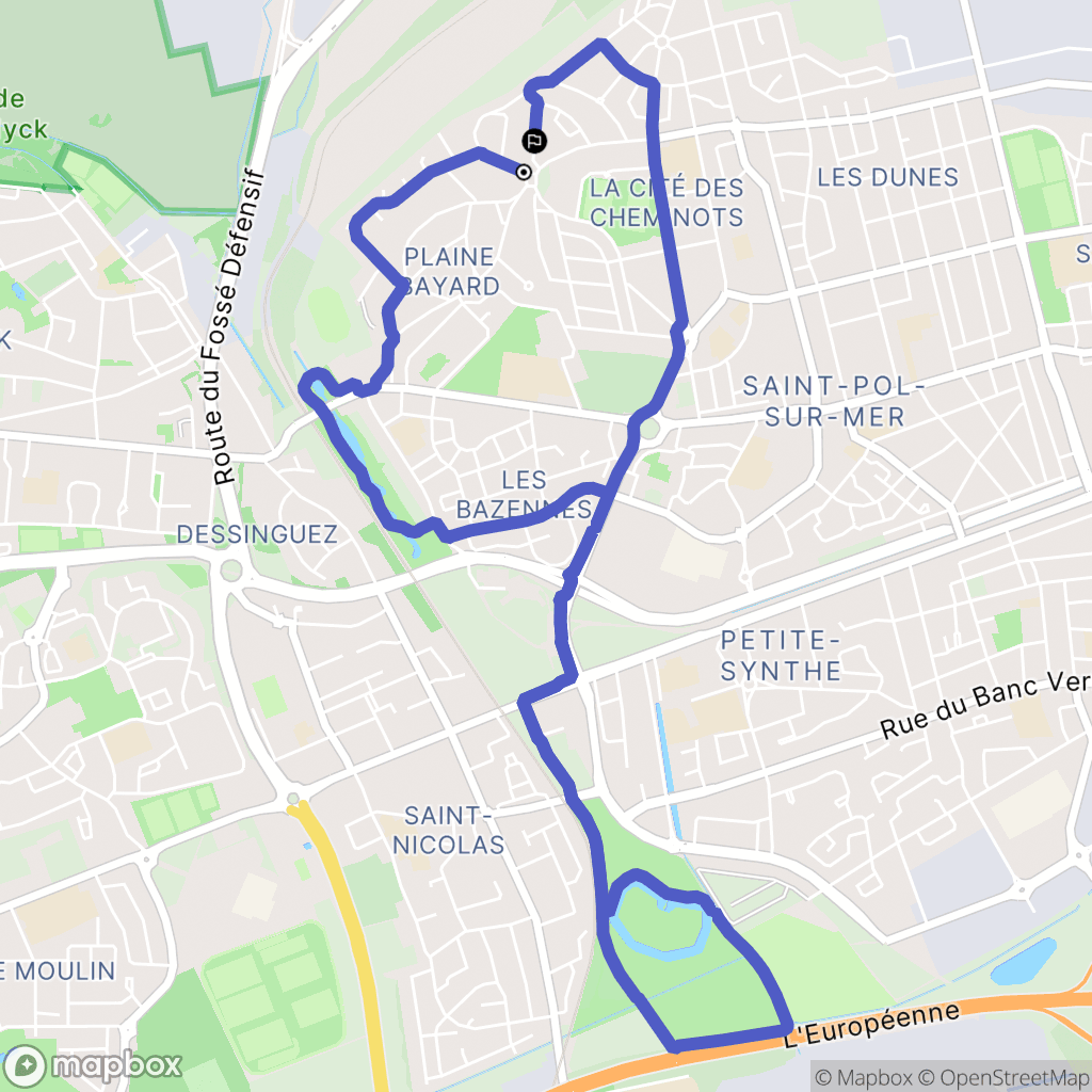Dunkerque : carte du parcours de randonnée - France