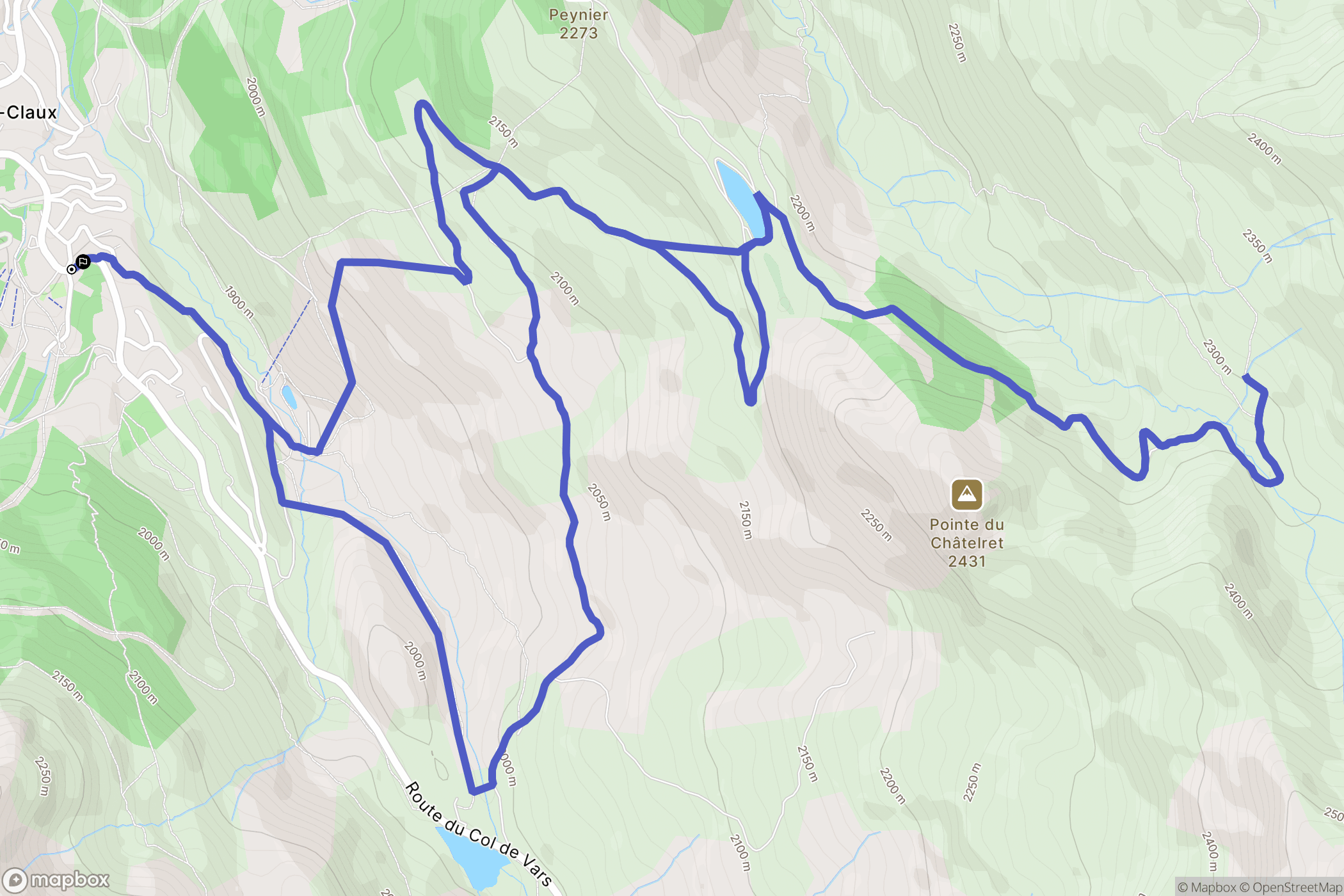 Vars : carte du parcours de randonnée - France