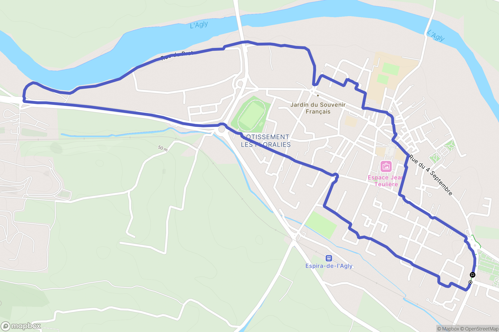 Espira-de-l'Agly : carte du parcours de randonnée - France