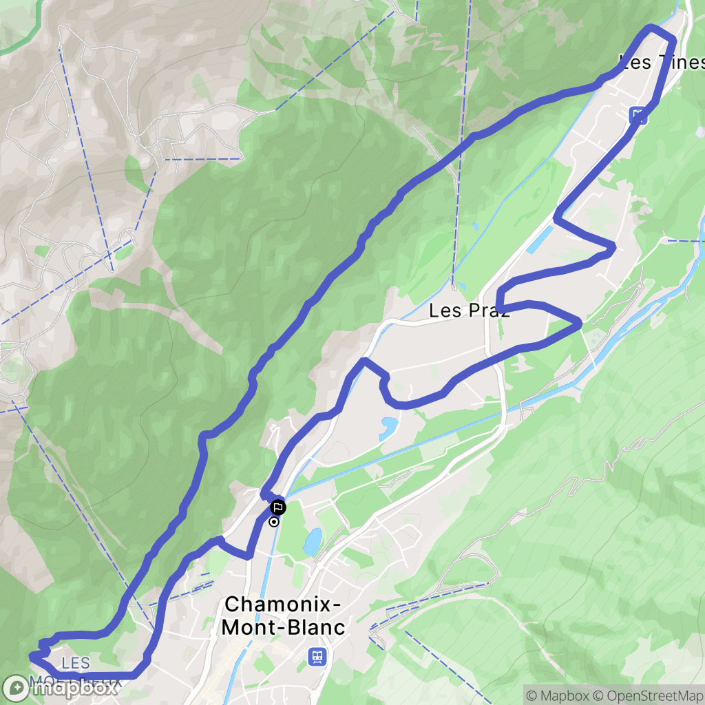 Chamonix-Mont-Blanc : carte du parcours de randonnée - France