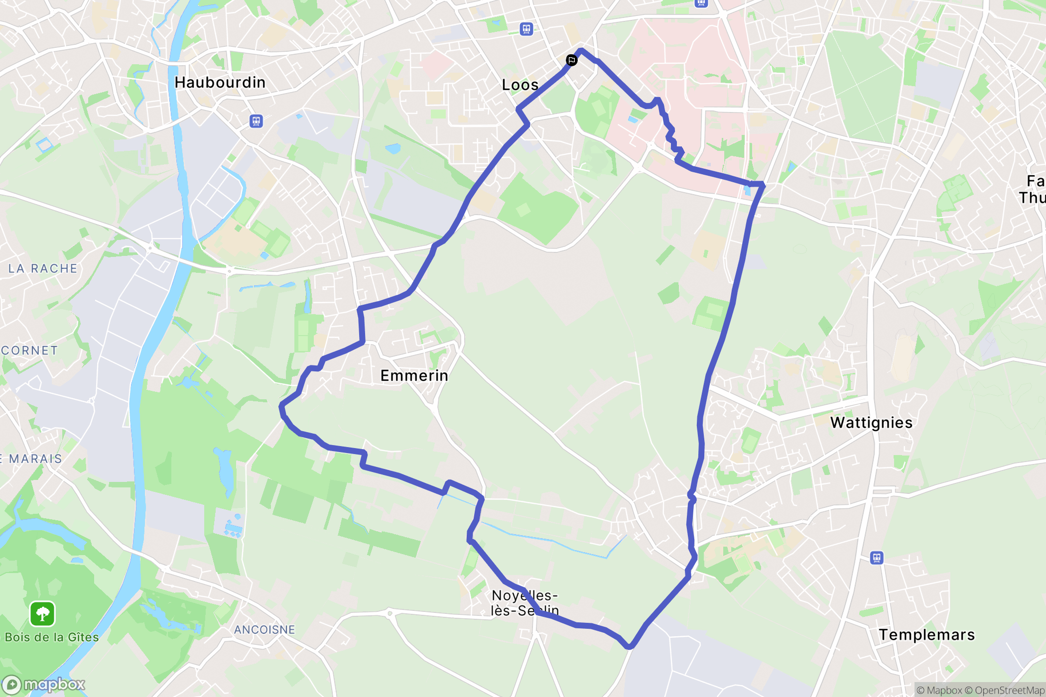 Loos : carte du parcours de randonnée - France