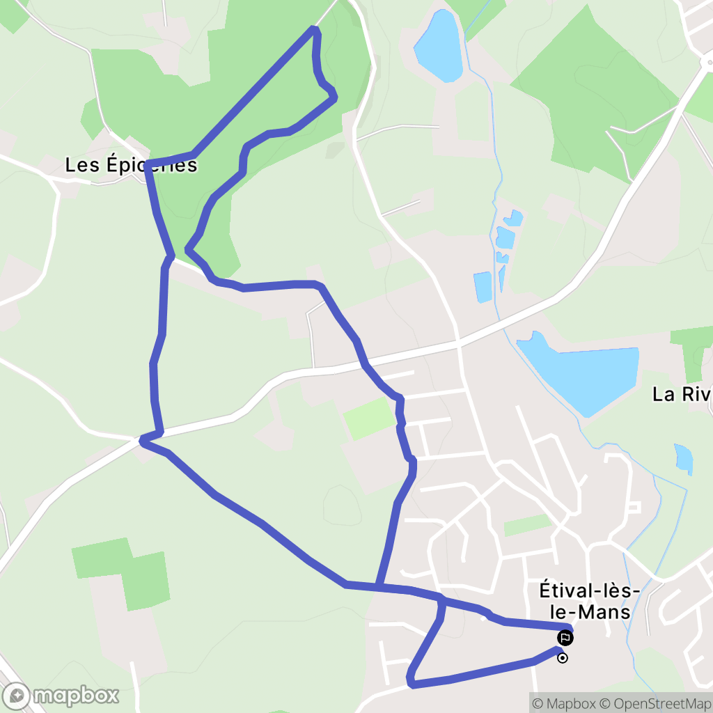 Étival-lès-le-Mans : carte du parcours de randonnée - France