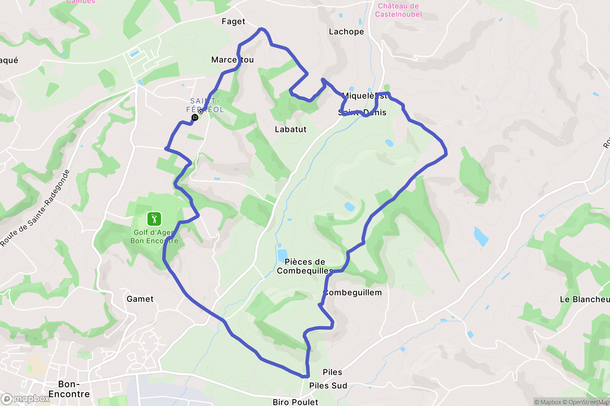 Bon-Encontre : carte du parcours de randonnée - France