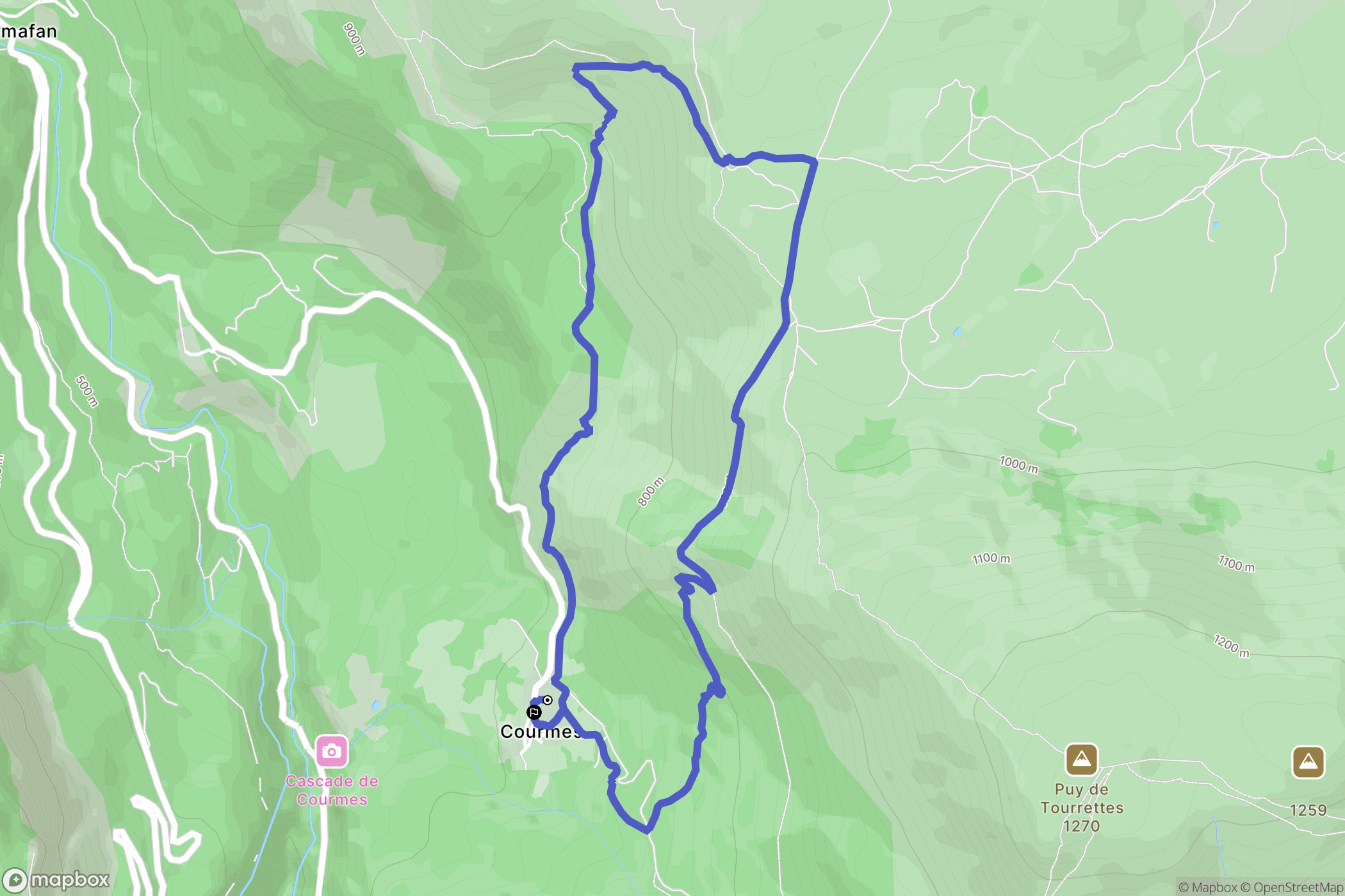 Courmes : carte du parcours de randonnée - France