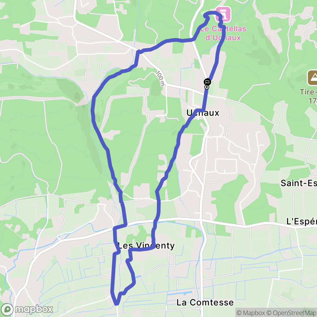 Uchaux : carte du parcours de randonnée - France