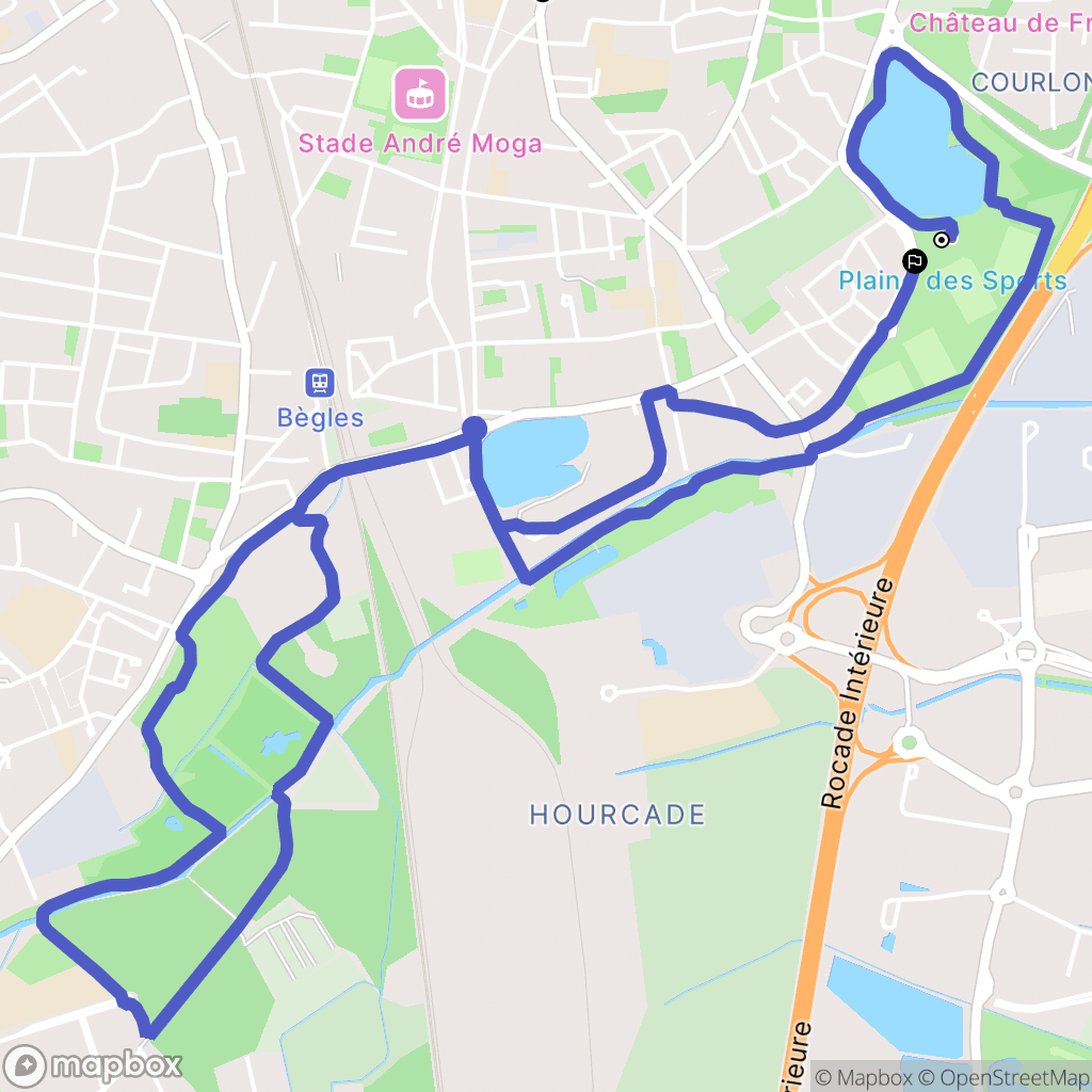Bègles : carte du parcours de randonnée - France