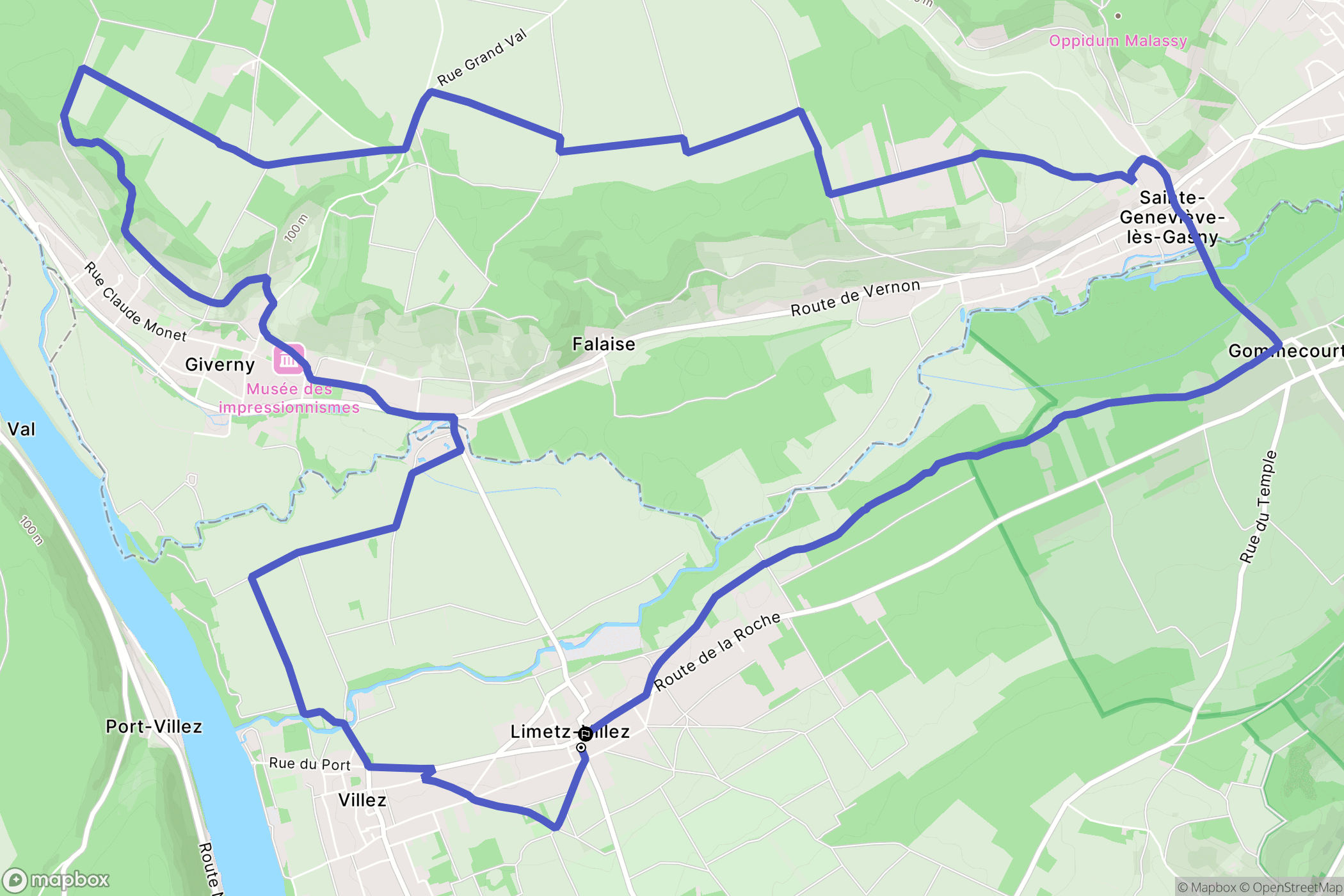 Limetz-Villez : carte du parcours de randonnée - France