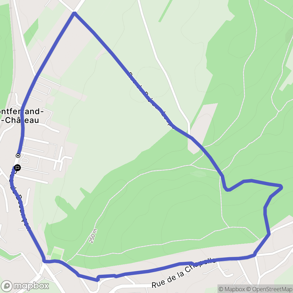 Montferrand-le-Château : carte du parcours de randonnée - France