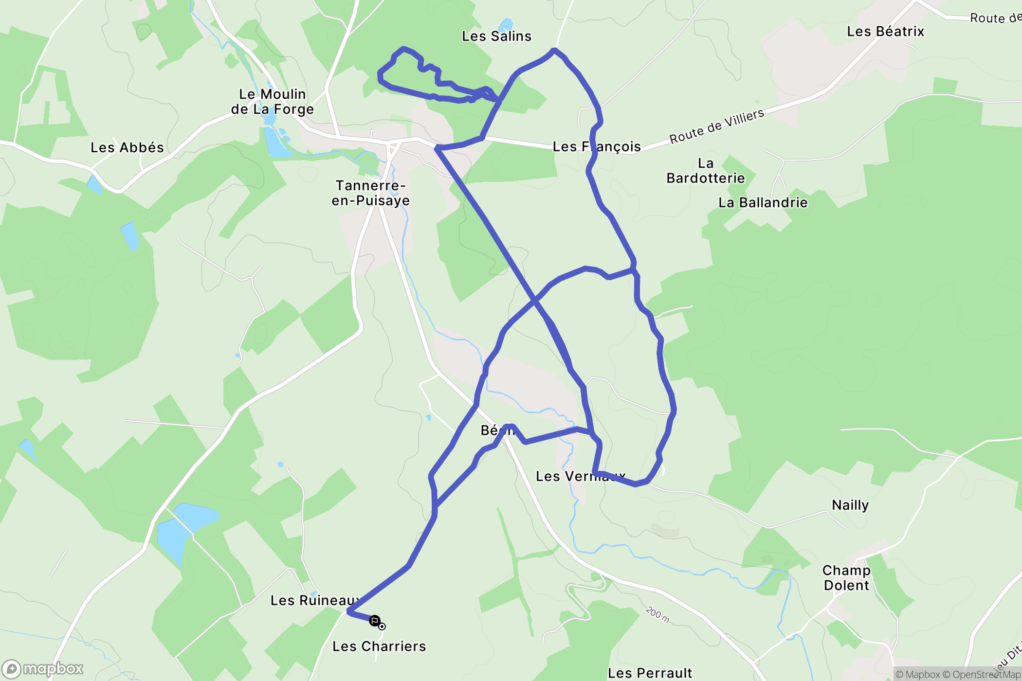 Tannerre-en-Puisaye : carte du parcours de randonnée - France