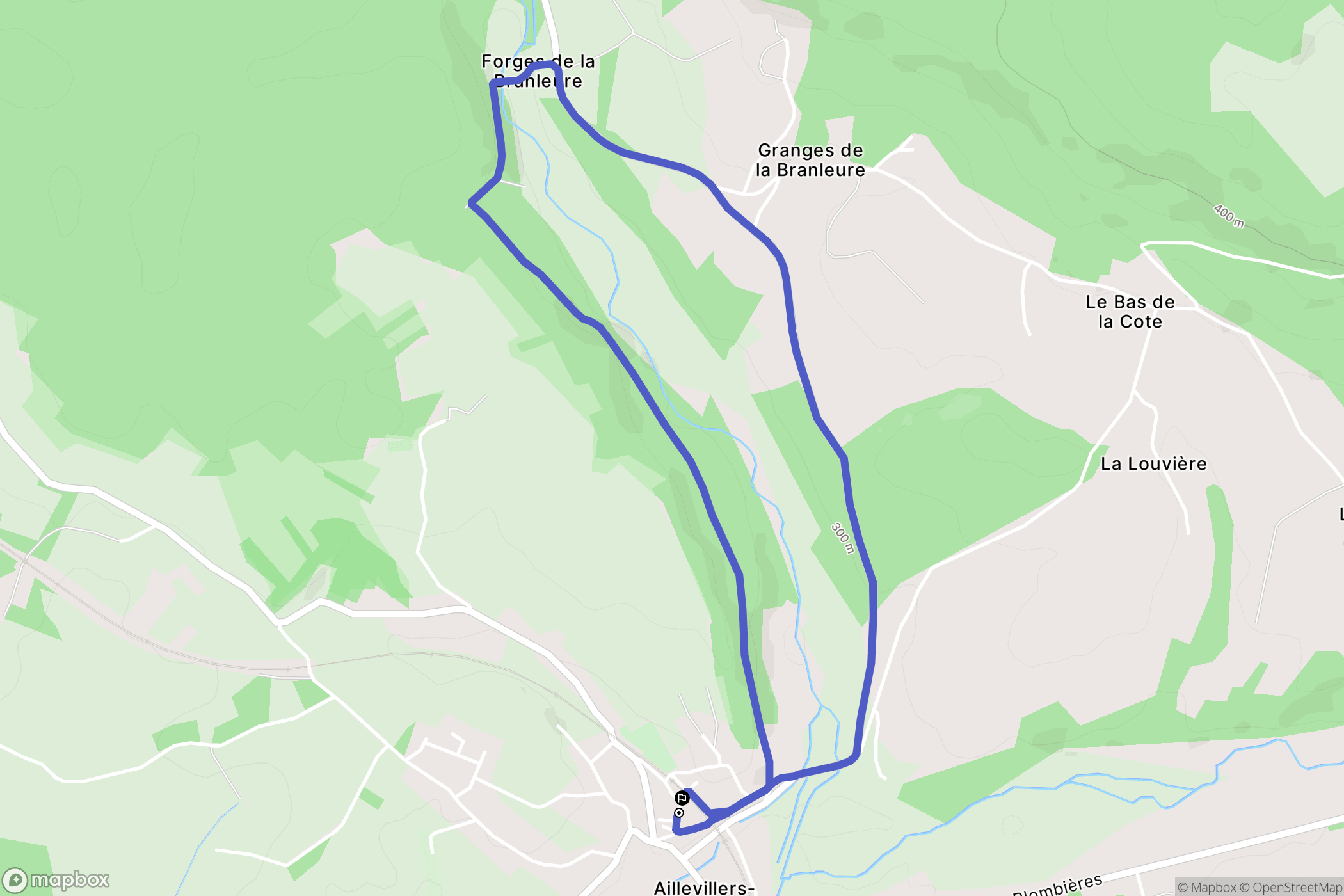 Aillevillers-et-Lyaumont : carte du parcours de randonnée - France