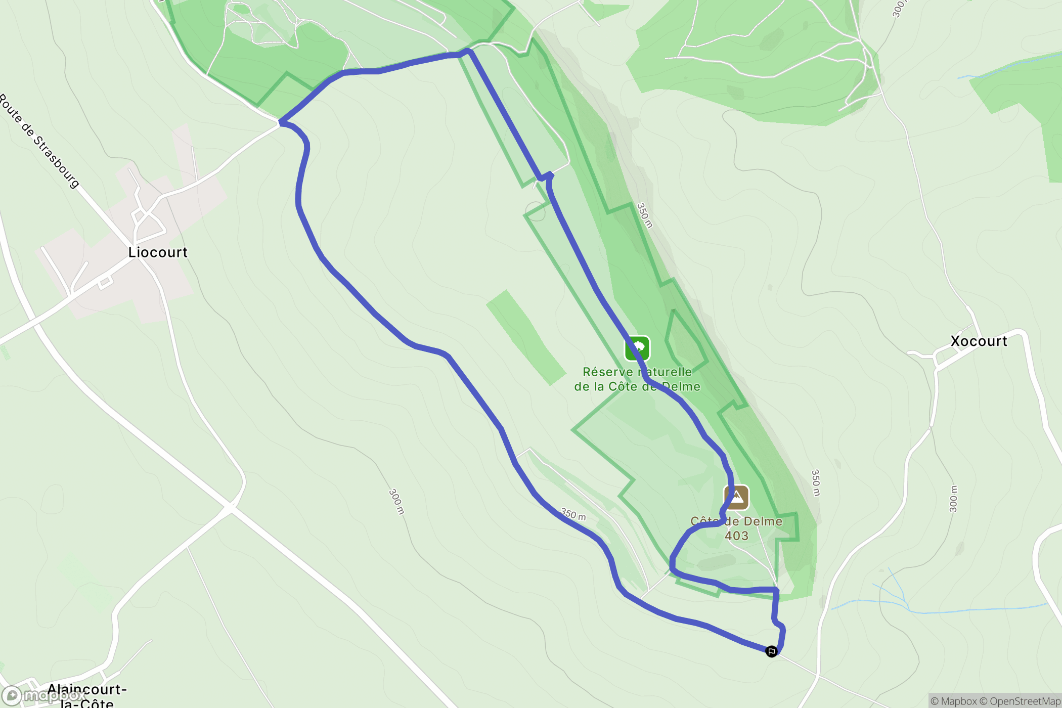 Puzieux : carte du parcours de randonnée - France