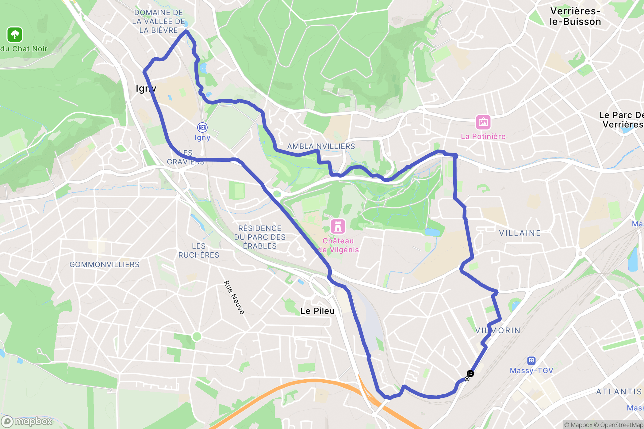 Massy : carte du parcours de randonnée - France