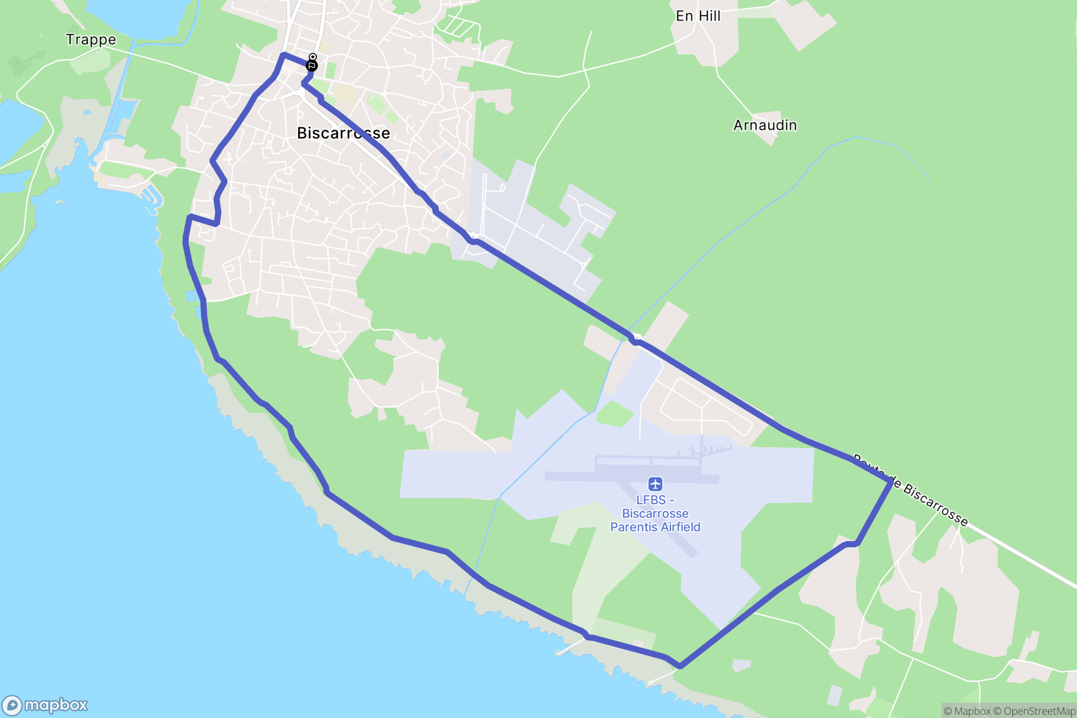 Biscarrosse : carte du parcours de randonnée - France