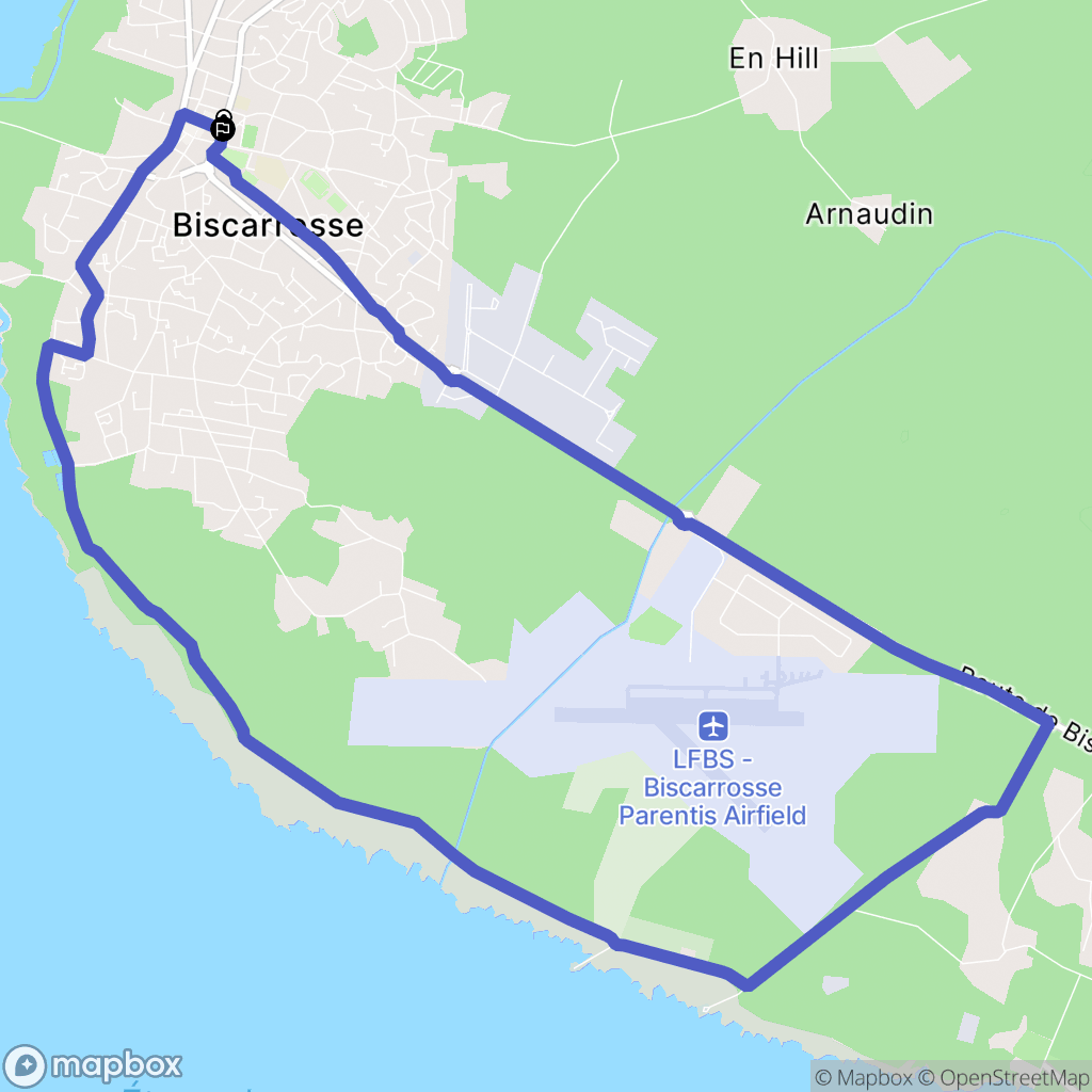 Biscarrosse : carte du parcours de randonnée - France