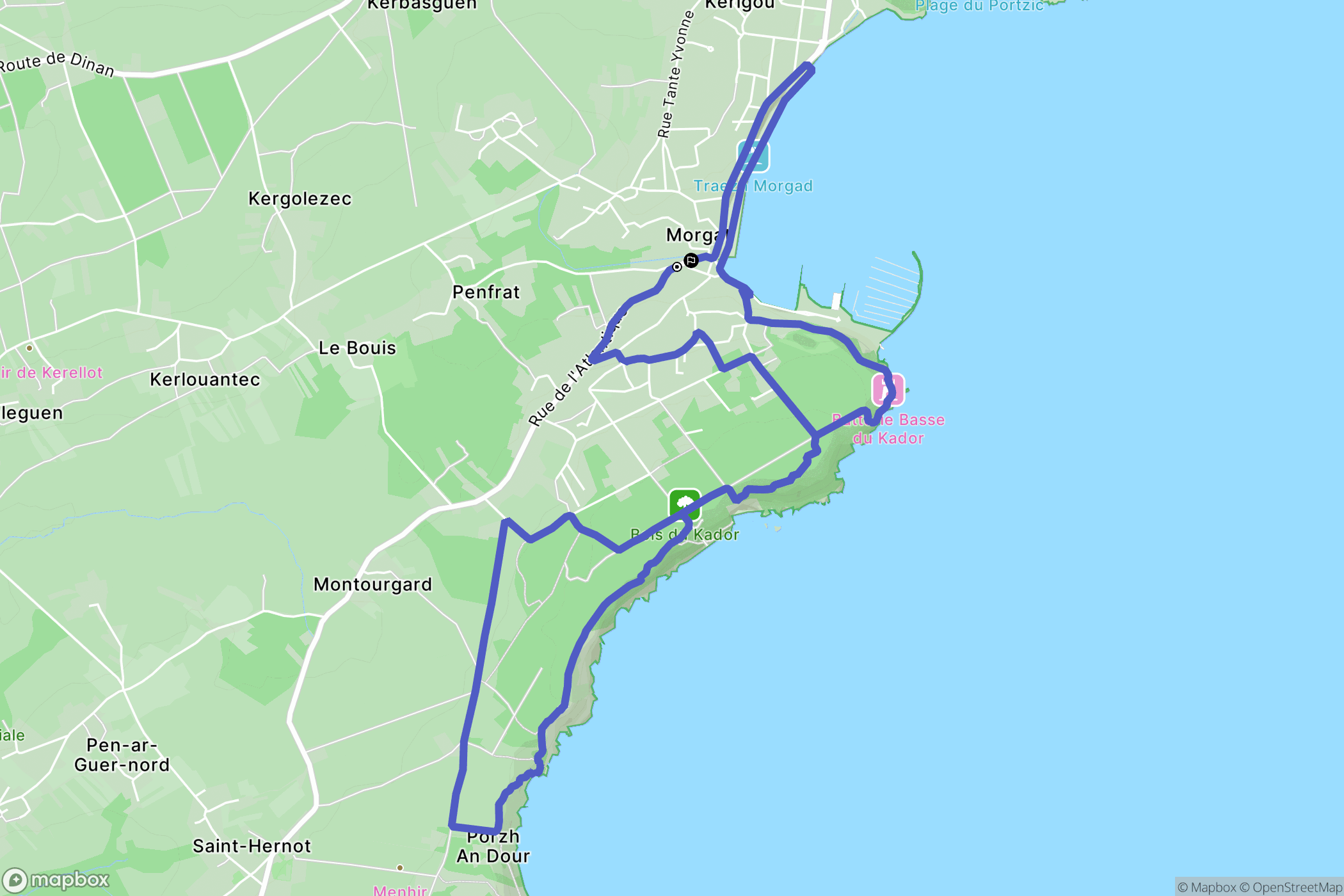 Crozon : carte du parcours de randonnée - France