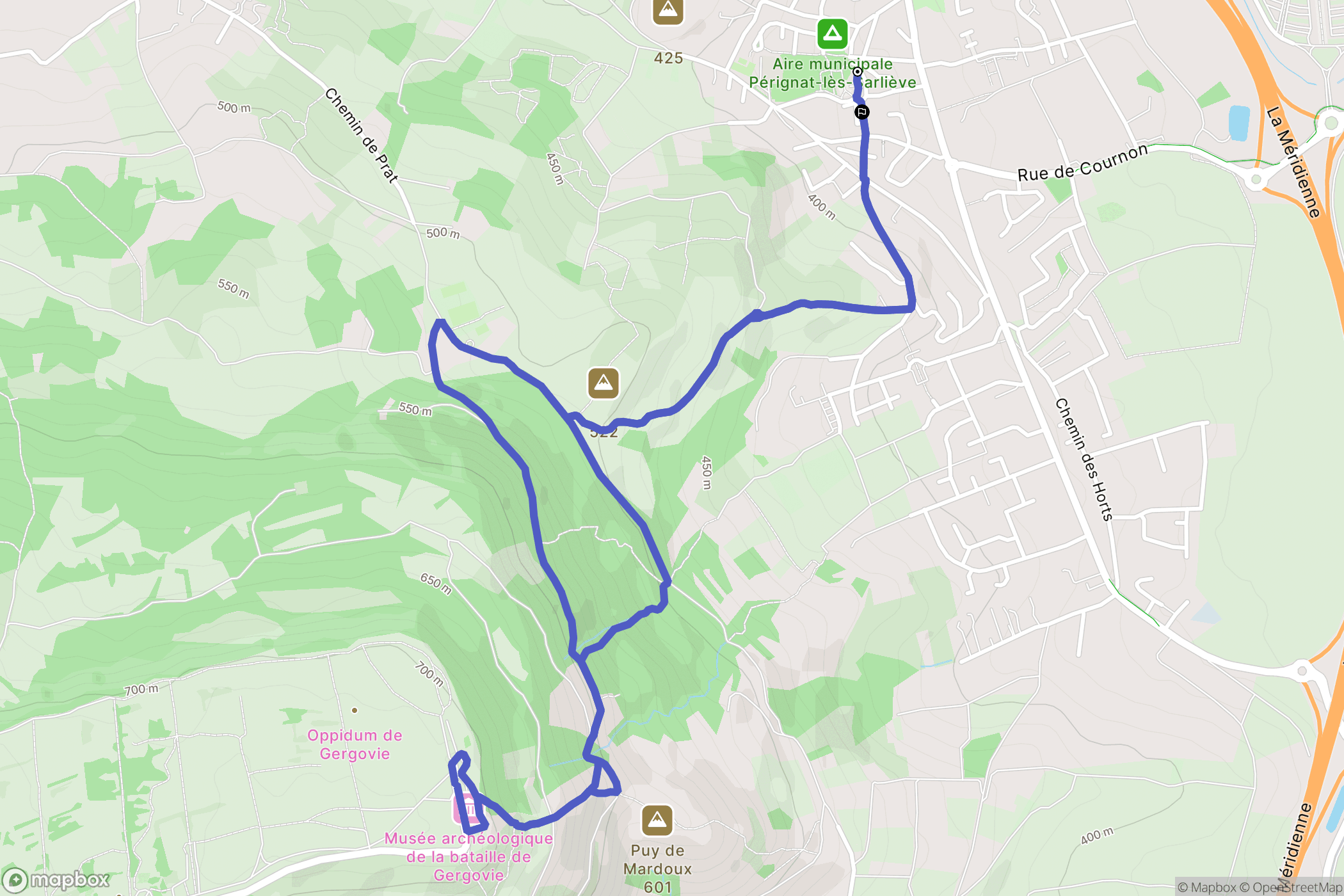 Pérignat-lès-Sarliève : carte du parcours de randonnée - France