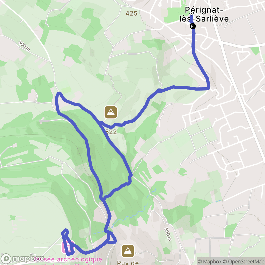 Pérignat-lès-Sarliève : carte du parcours de randonnée - France