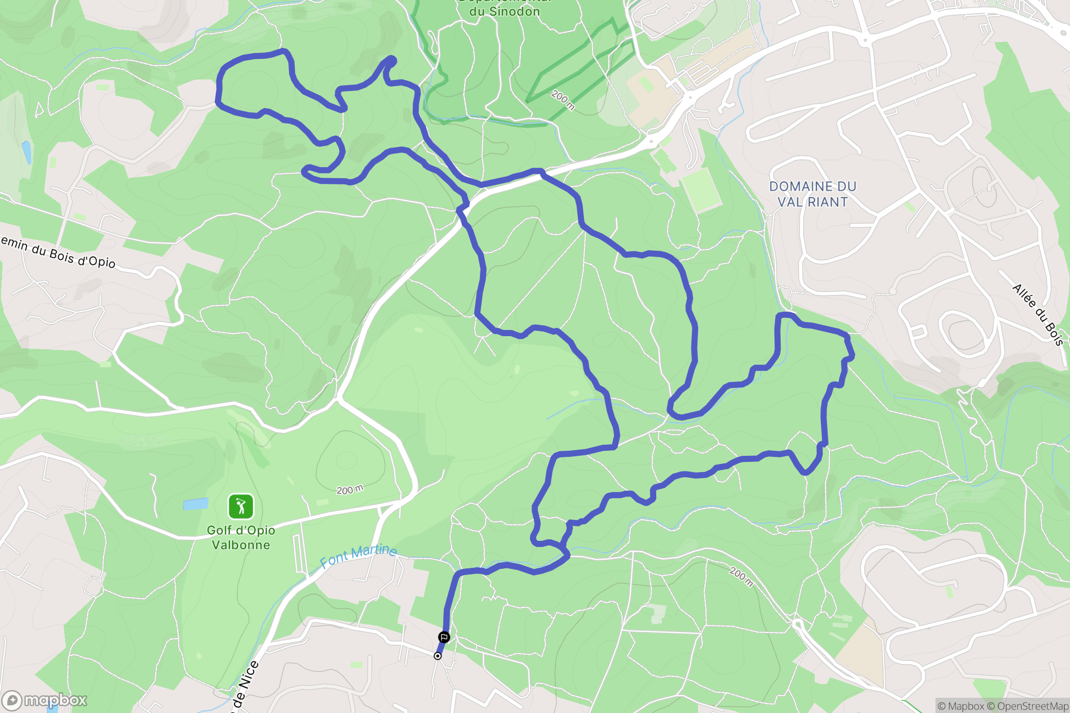 Valbonne : carte du parcours de randonnée - France