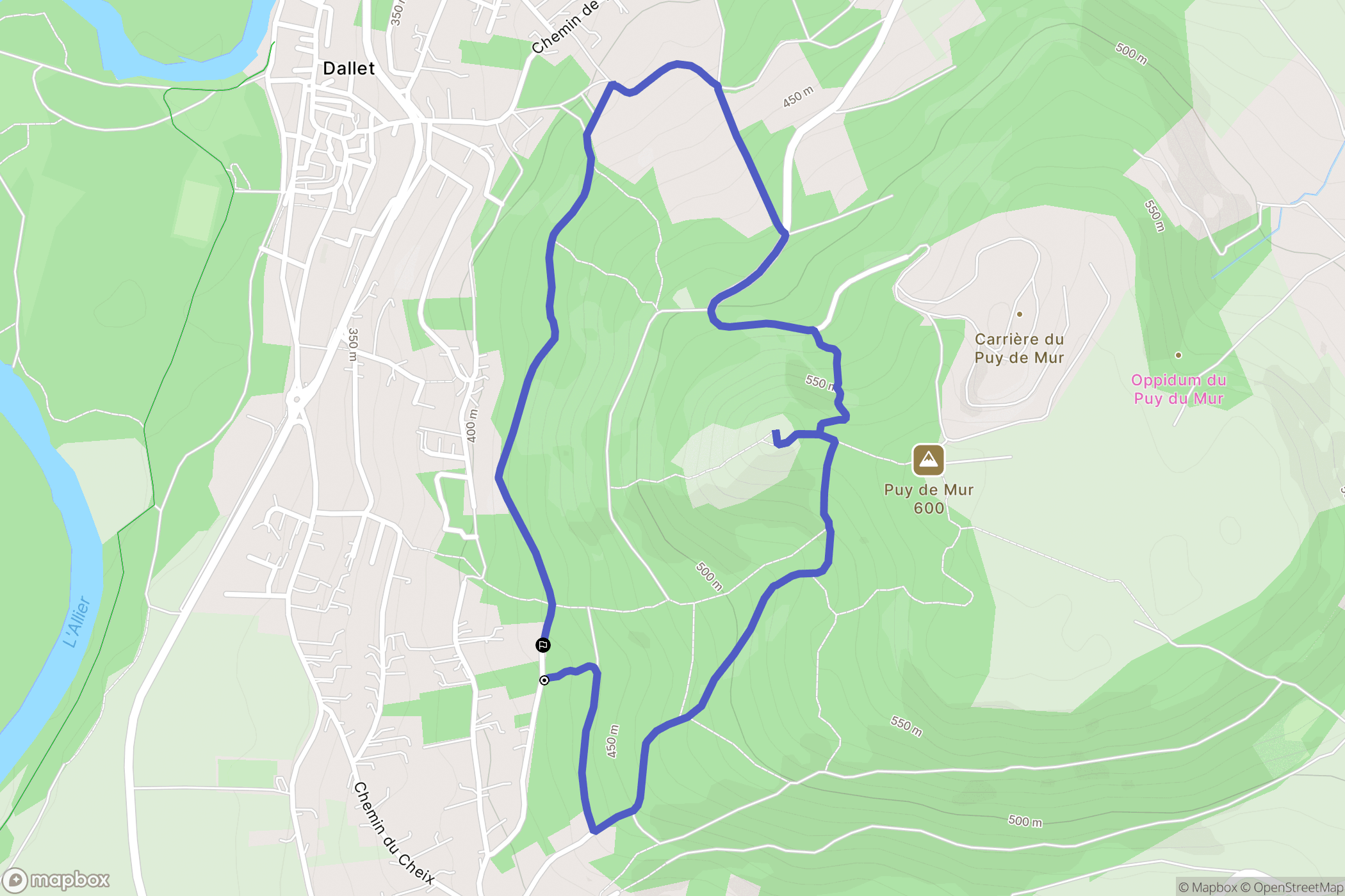 Mur-sur-Allier : carte du parcours de randonnée - France