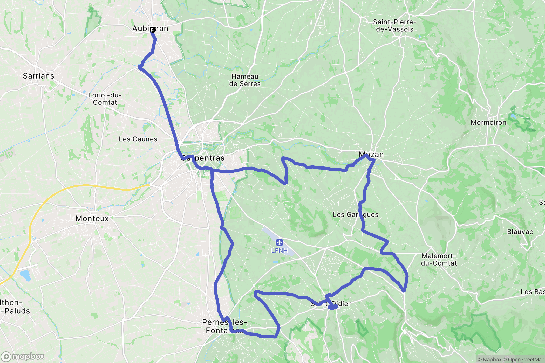 Aubignan : carte du parcours de randonnée - France
