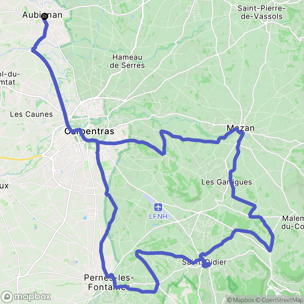 Aubignan : carte du parcours de randonnée - France
